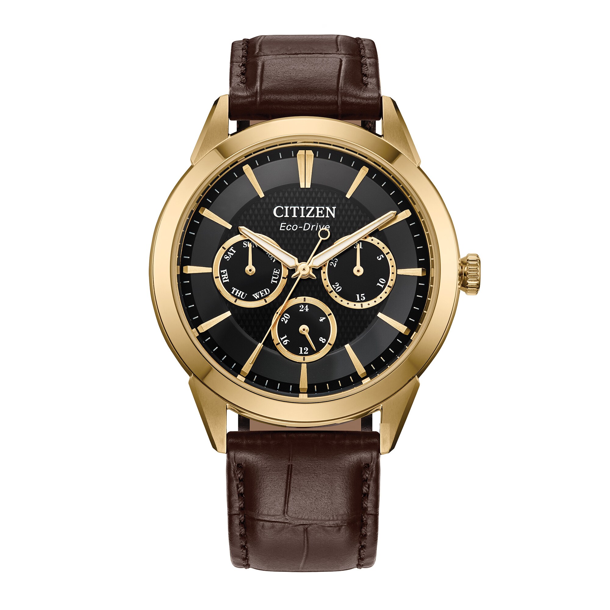 Men's Citizen Rolan Watch in Gold-Tone Stainess Steel with Brown