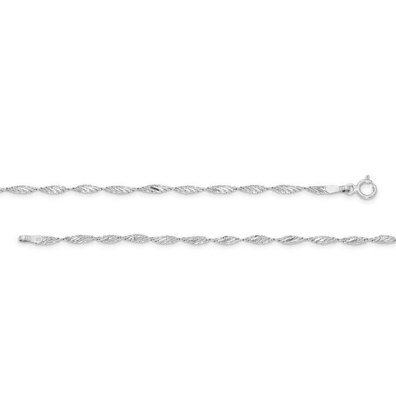 Collana In Oro Bianco 14K - Catena Stile Singapore, Larghezza 2.1 Mm, Disponibile In 40-45-50 Cm, Con Scatola Regalo - 4