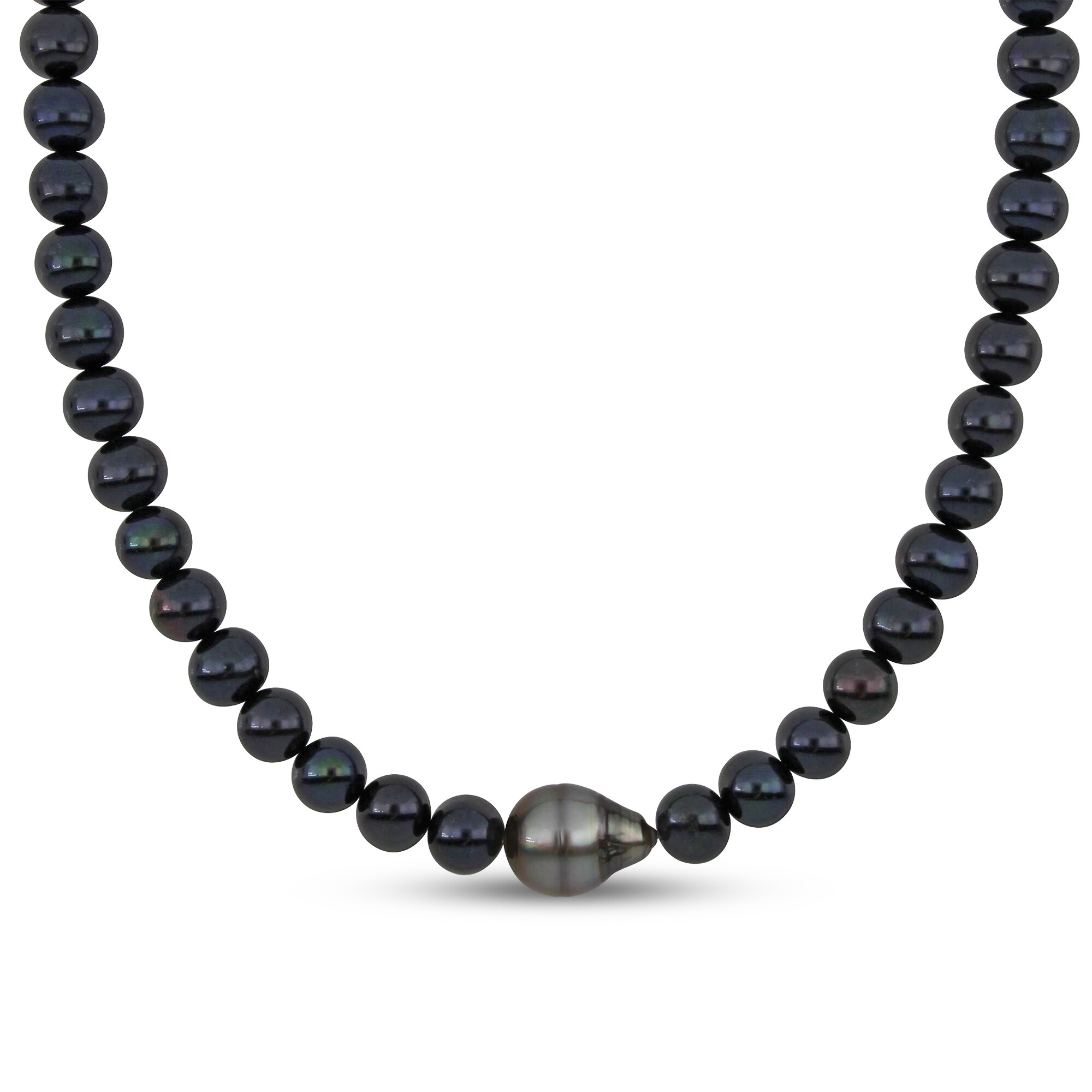 Men's 9.0-12.0mm Black Freshwater Cultured Pearl Necklace with