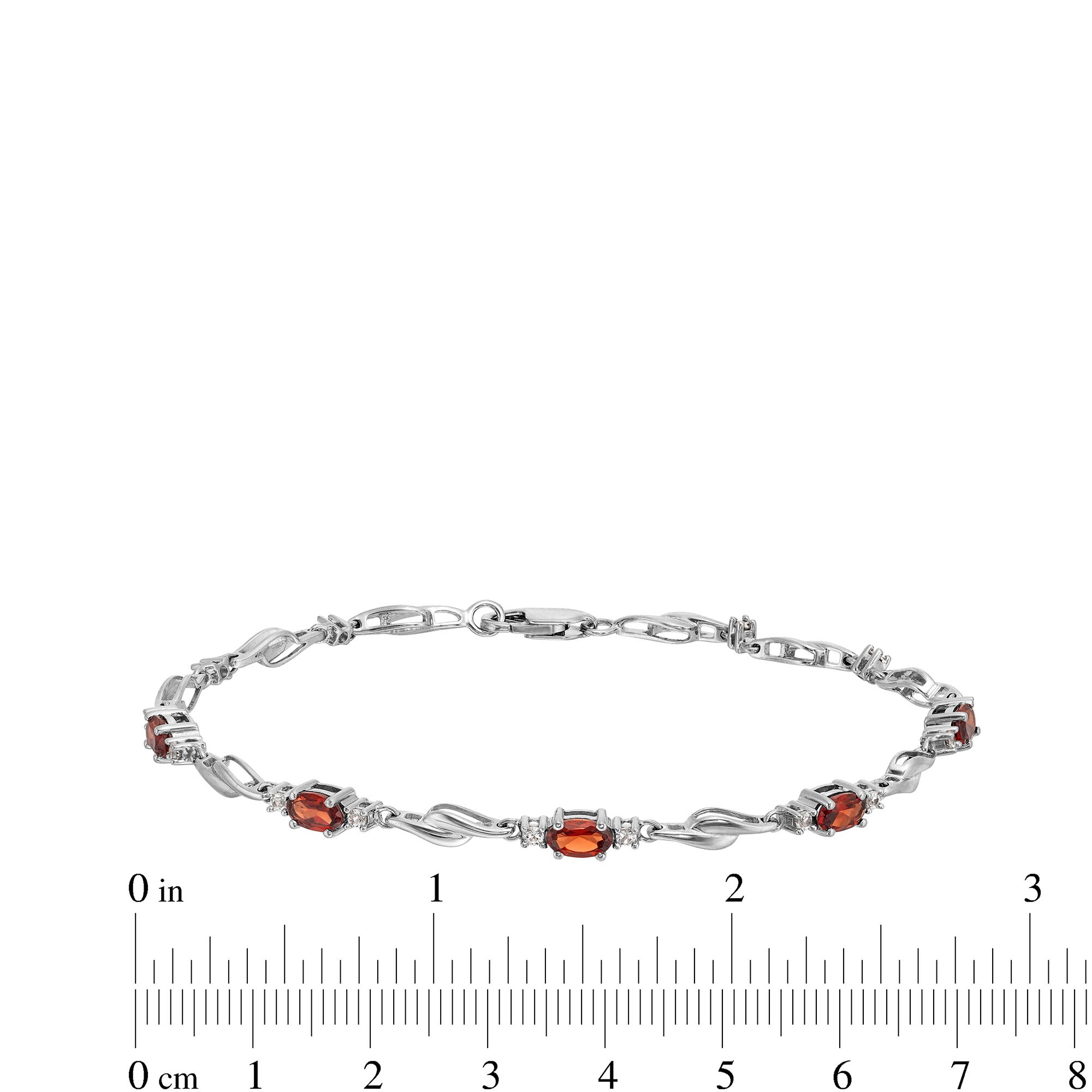 Oval Garnet and White Lab-Created Sapphire Bypass Link Alternating