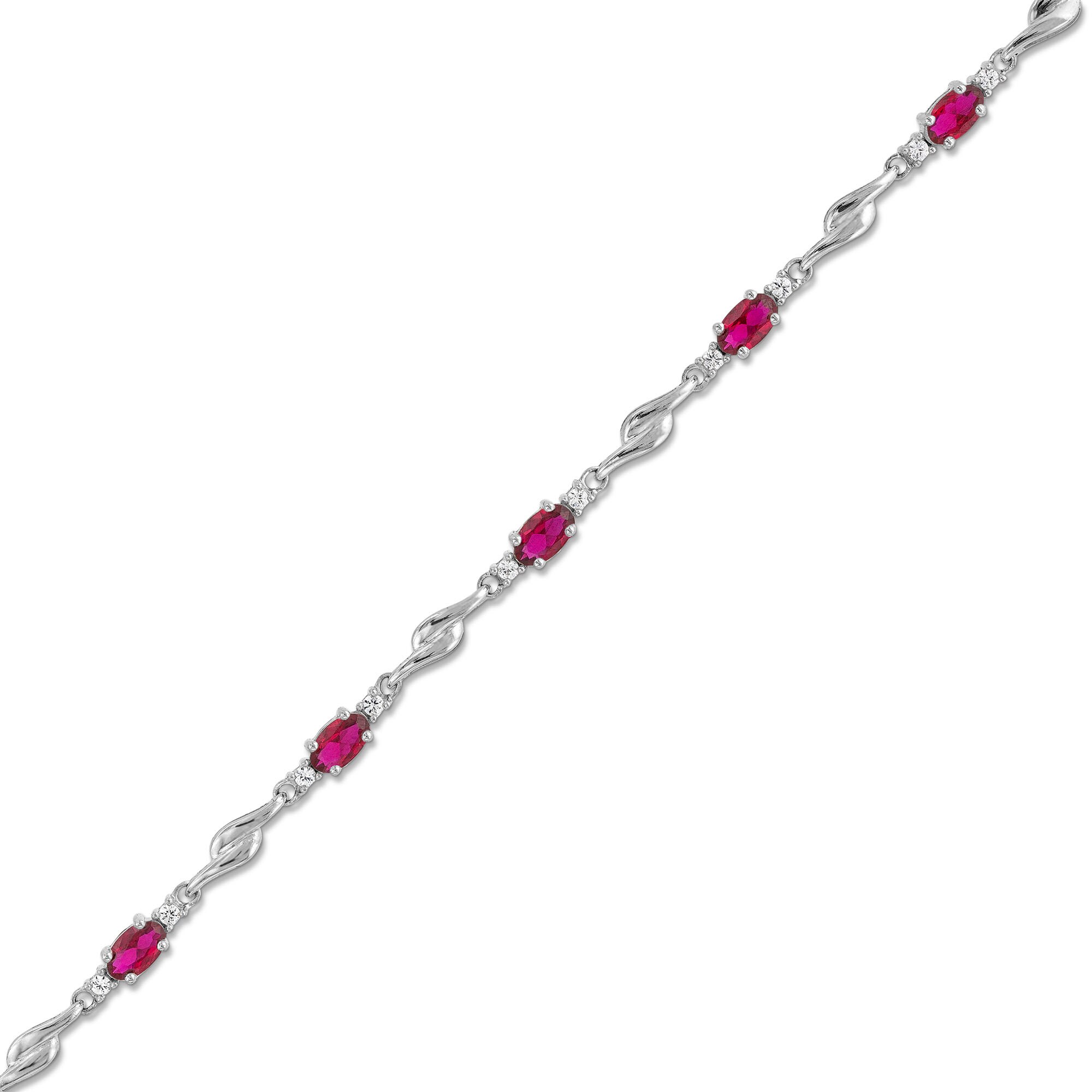 Oval Lab-Created Ruby and White Lab-Created Sapphire Bypass Link