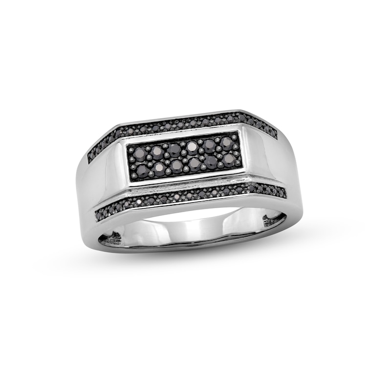 Vera Wang Men Black Diamond Multi-Row Ring in Sterling Silver