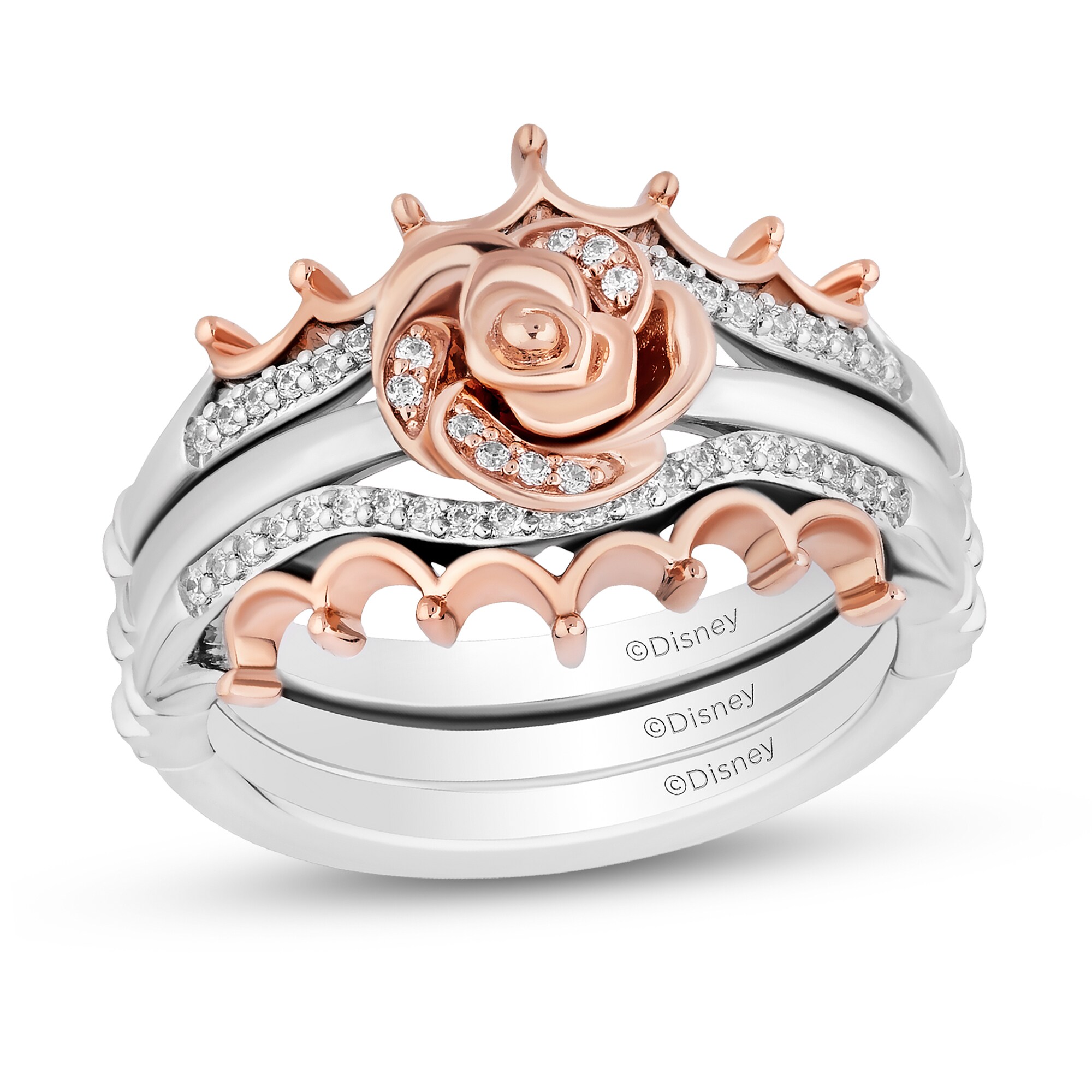 Enchanted Disney Belle 1/5 CT. T.W. Diamond Rose and Crown Three