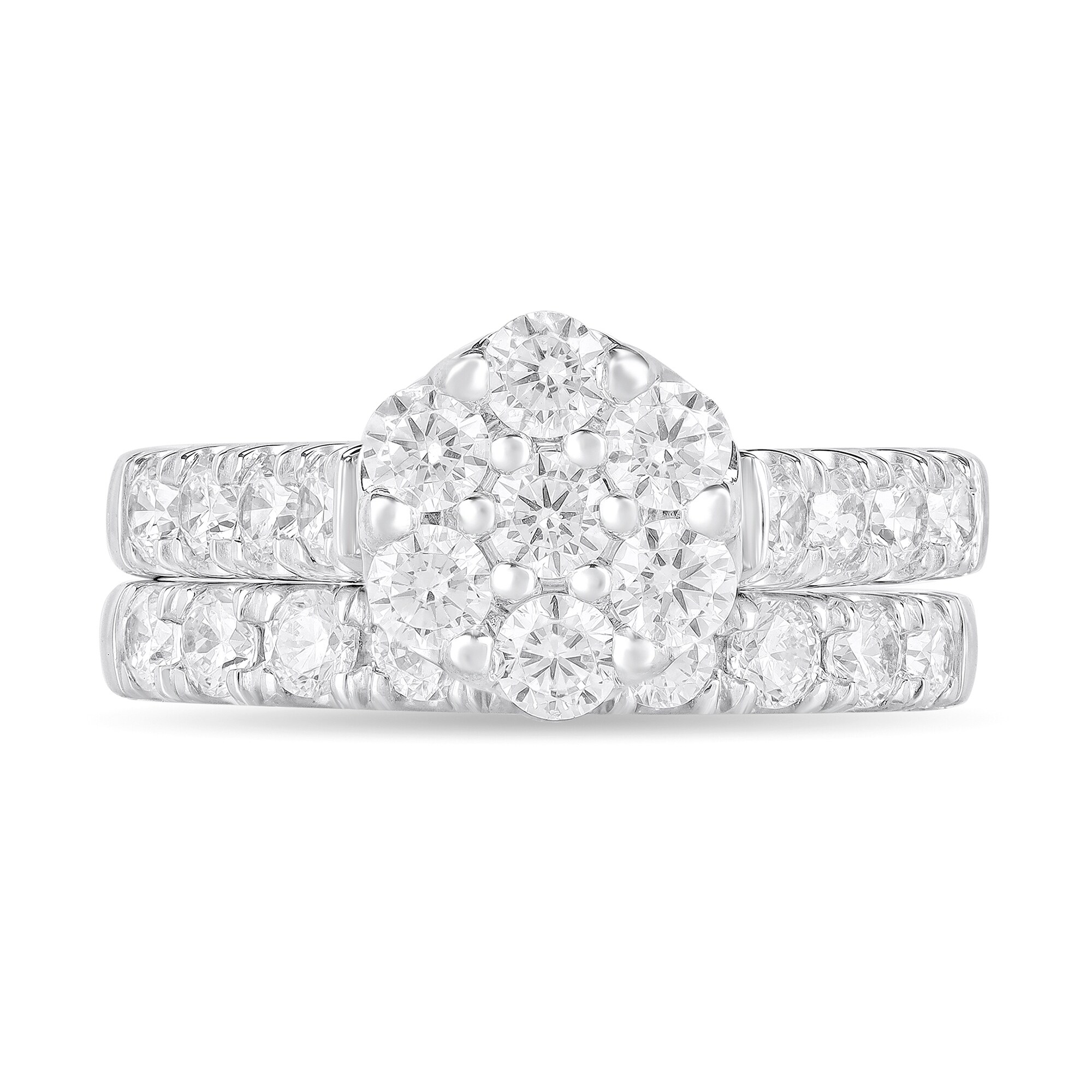 1-7/8 CT. T.W. Multi-Diamond Flower Bridal Set in 10K White Gold