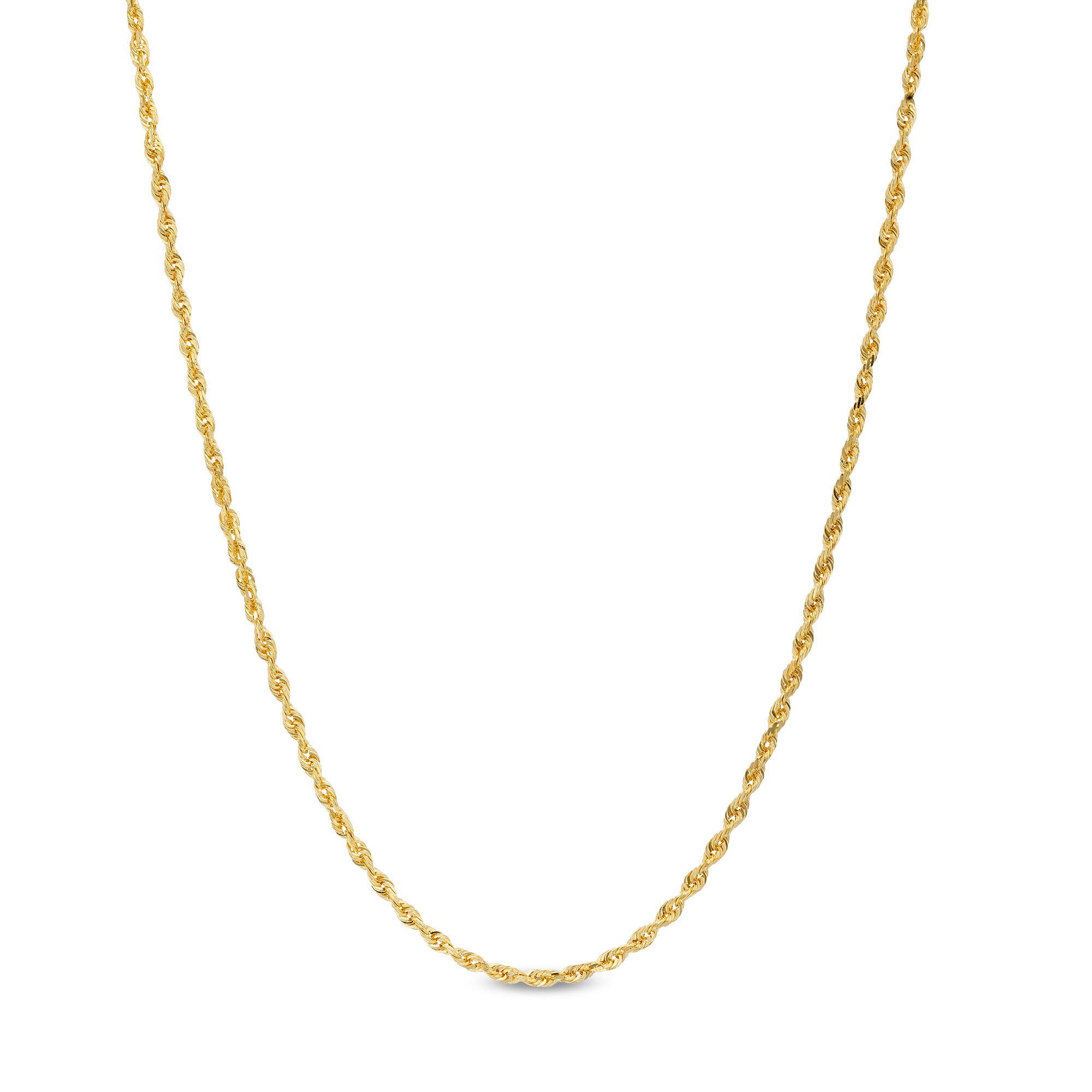 1.8mm Glitter Rope Chain Necklace in Solid 14K Gold - 22&quot