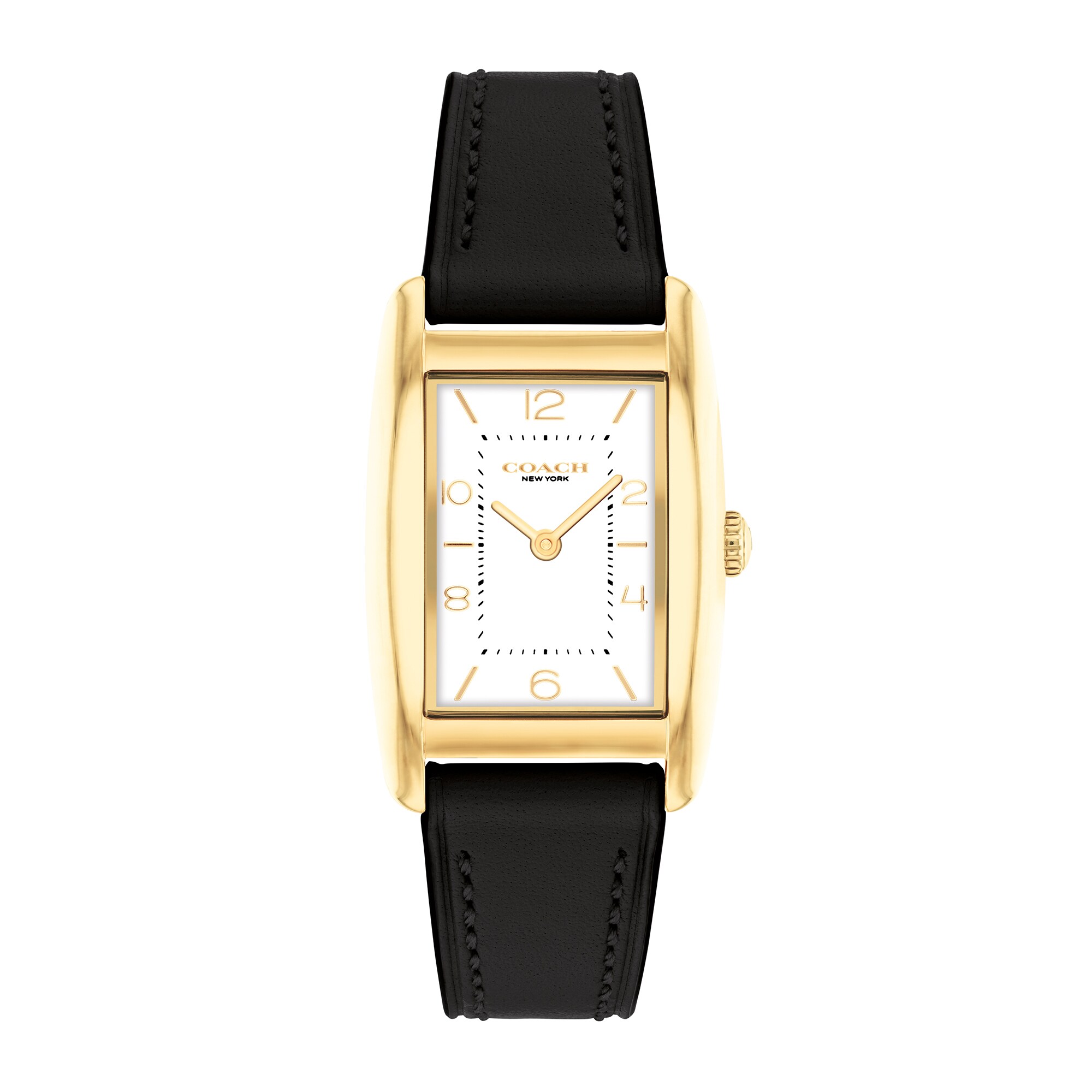 Ladies' Coach Reese Gold-Tone IP Black Leather Strap Watch with