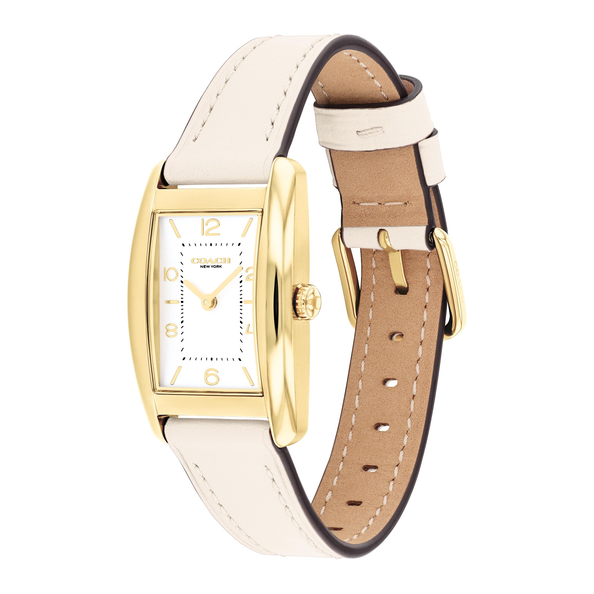 Ladies' Coach Reese Gold-Tone IP White Leather Strap Watch with
