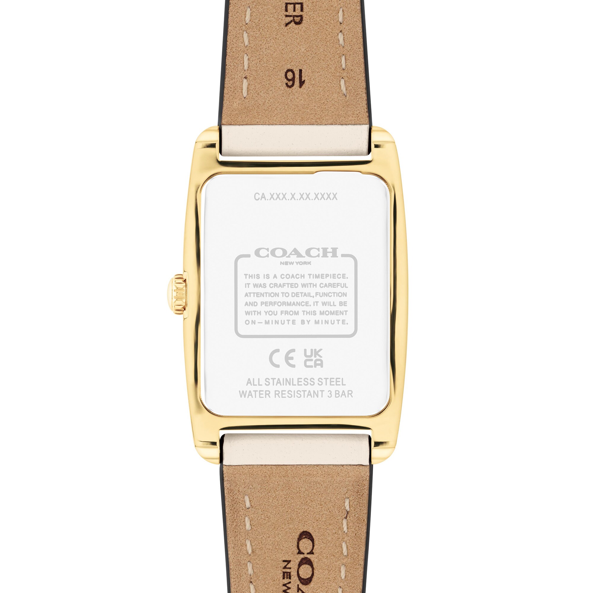 Ladies' Coach Reese Gold-Tone IP White Leather Strap Watch with