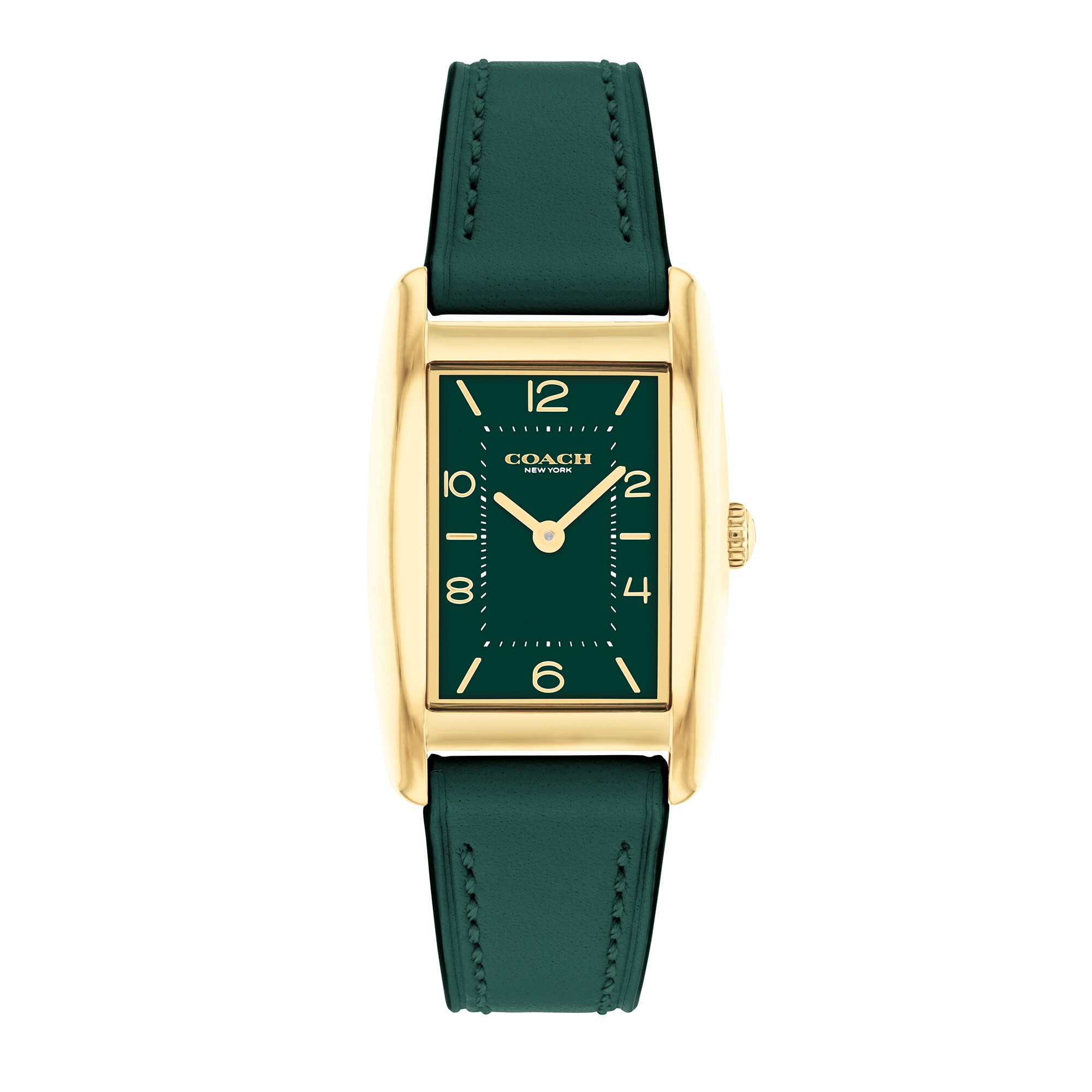 Ladies' Coach Reese Gold-Tone IP Green Leather Strap Watch with