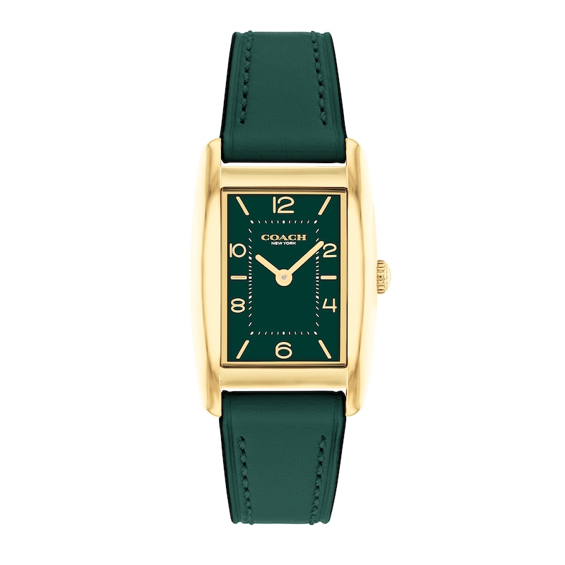 Coach Gold-Tone Rectangular Watch with Green Dial and Black Leather Strap COACH REESE - Watch - green/gold-coloured/green - Zalando.co.uk main image 2
