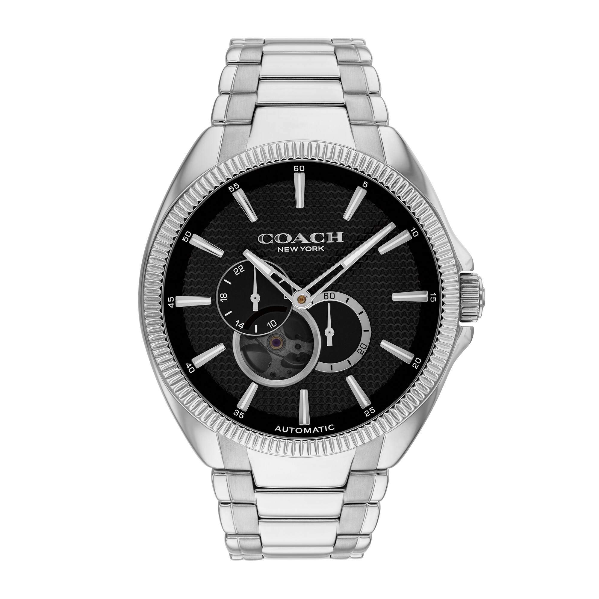 Men's Coach Jackson Chronograph Watch with Black Skeleton Dial