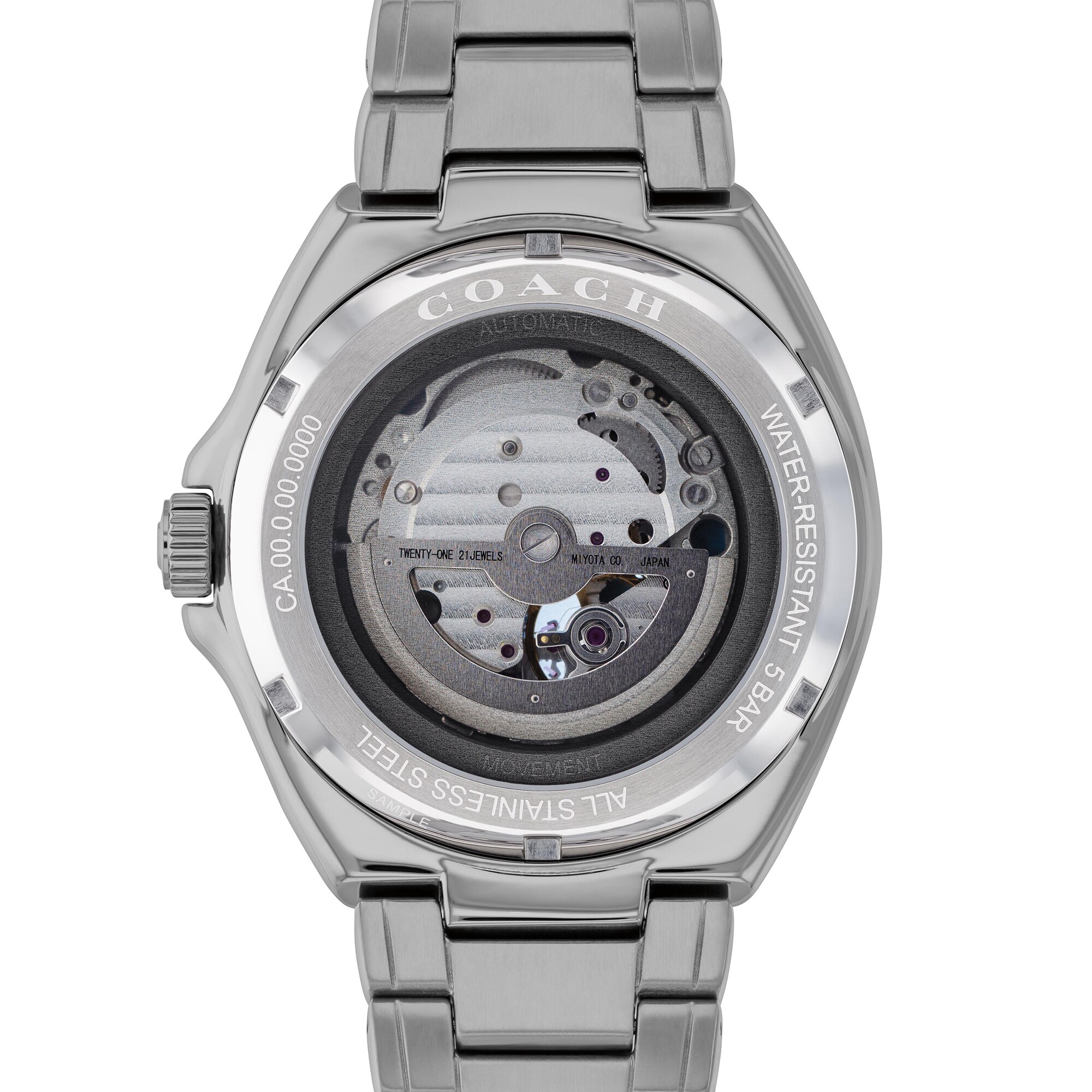 Men's Coach Jackson Grey IP Chronograph Watch with Blue Skeleton