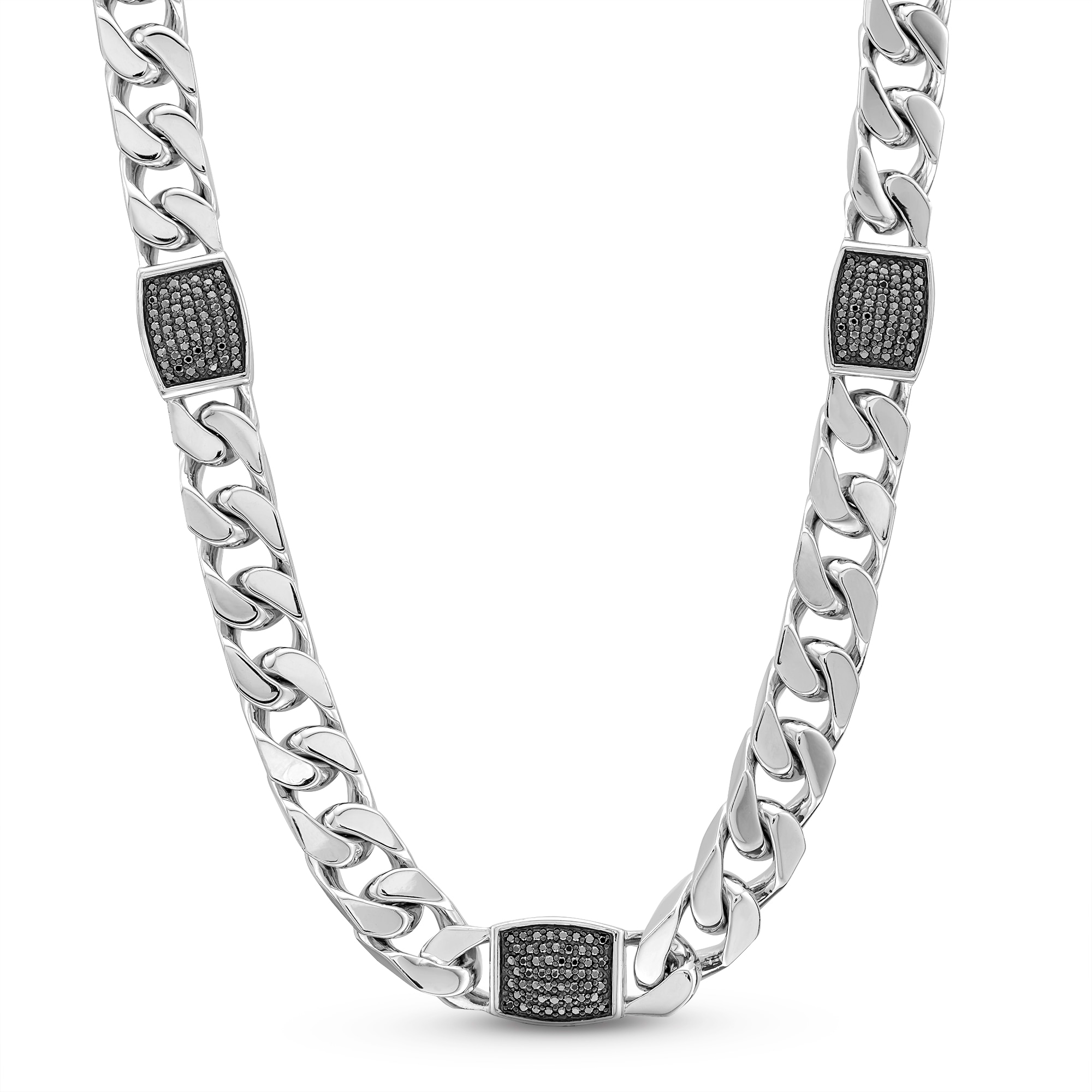 Vera Wang Men 1-1/4 CT. T.W. Black Diamond Station Curb Chain