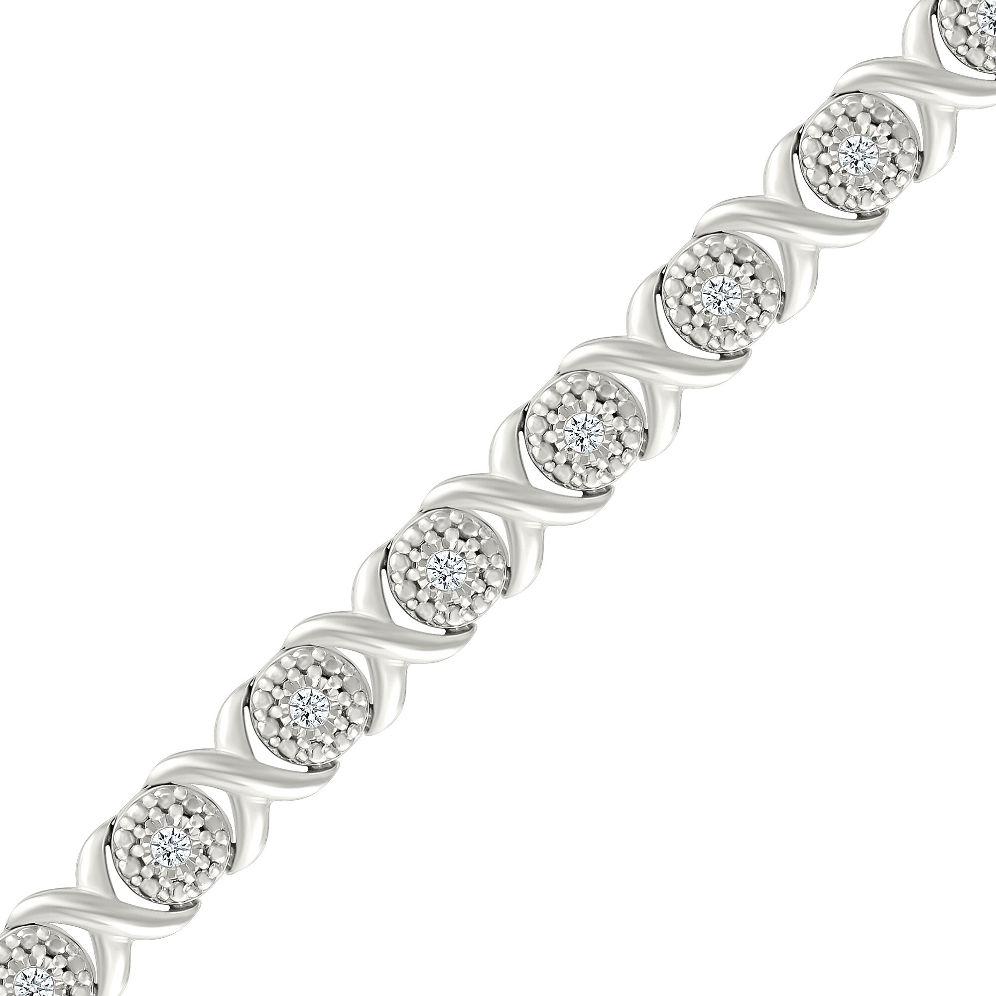 0.23 CT. T.W. Diamond “XO” Bracelet in Sterling Silver - 7.25