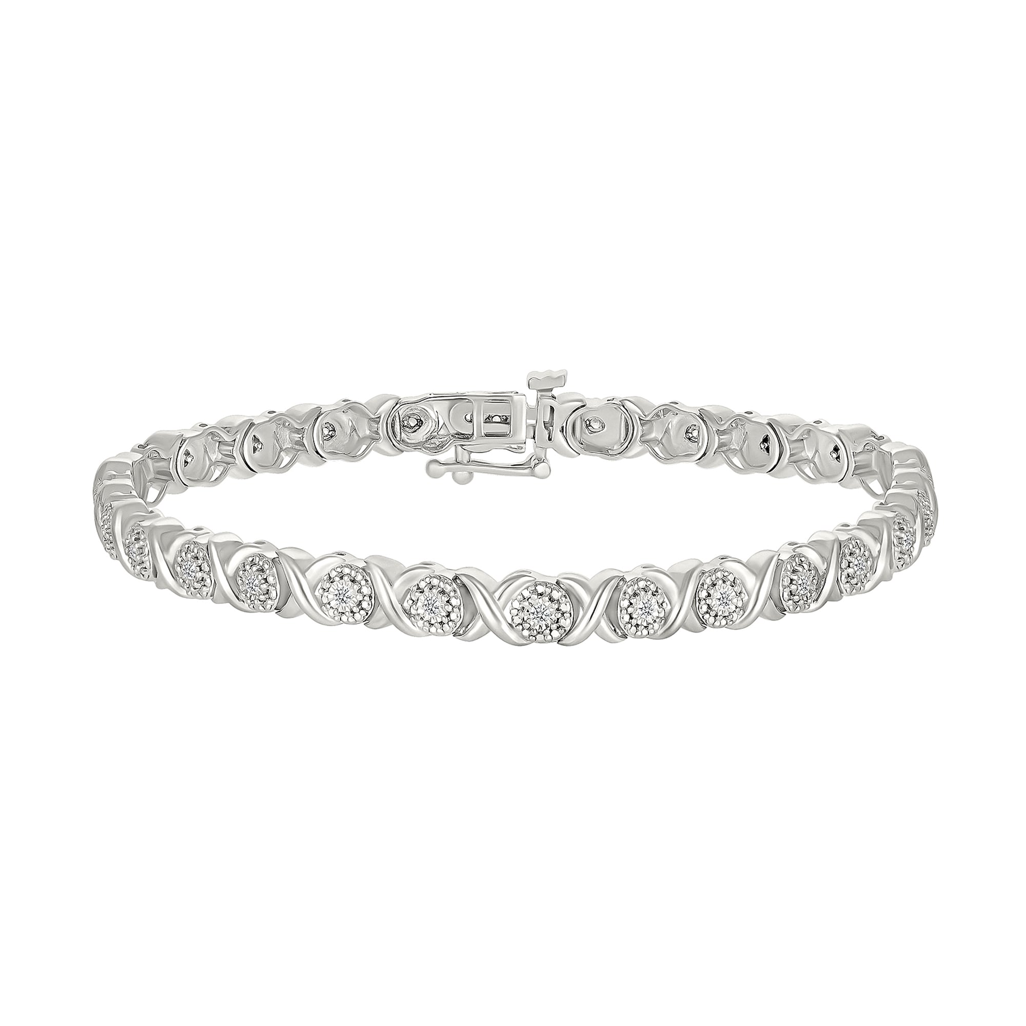 0.23 CT. T.W. Diamond “XO” Bracelet in Sterling Silver - 7.25