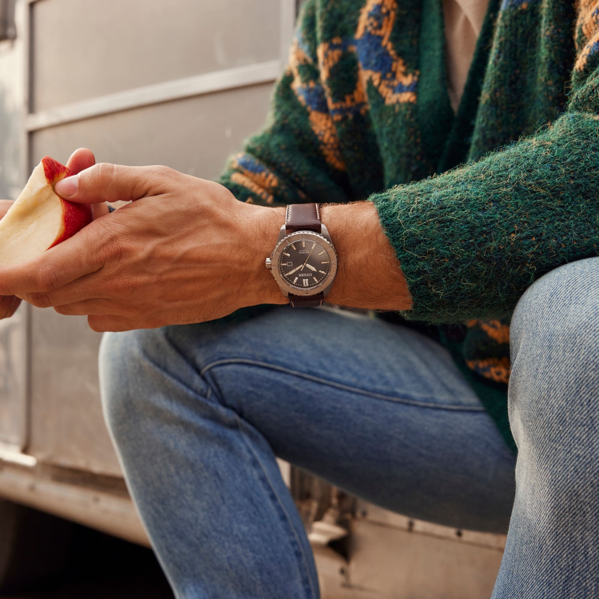 Men's Citizen Eco-Drive® Brycen Super Titanium™ Brown Leather