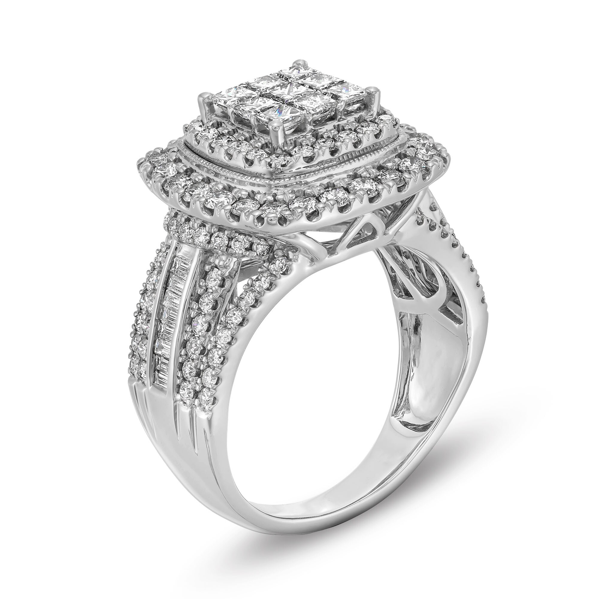 2 CT. T.W. Princess-Cut Multi-Diamond Double Cushion Frame Multi