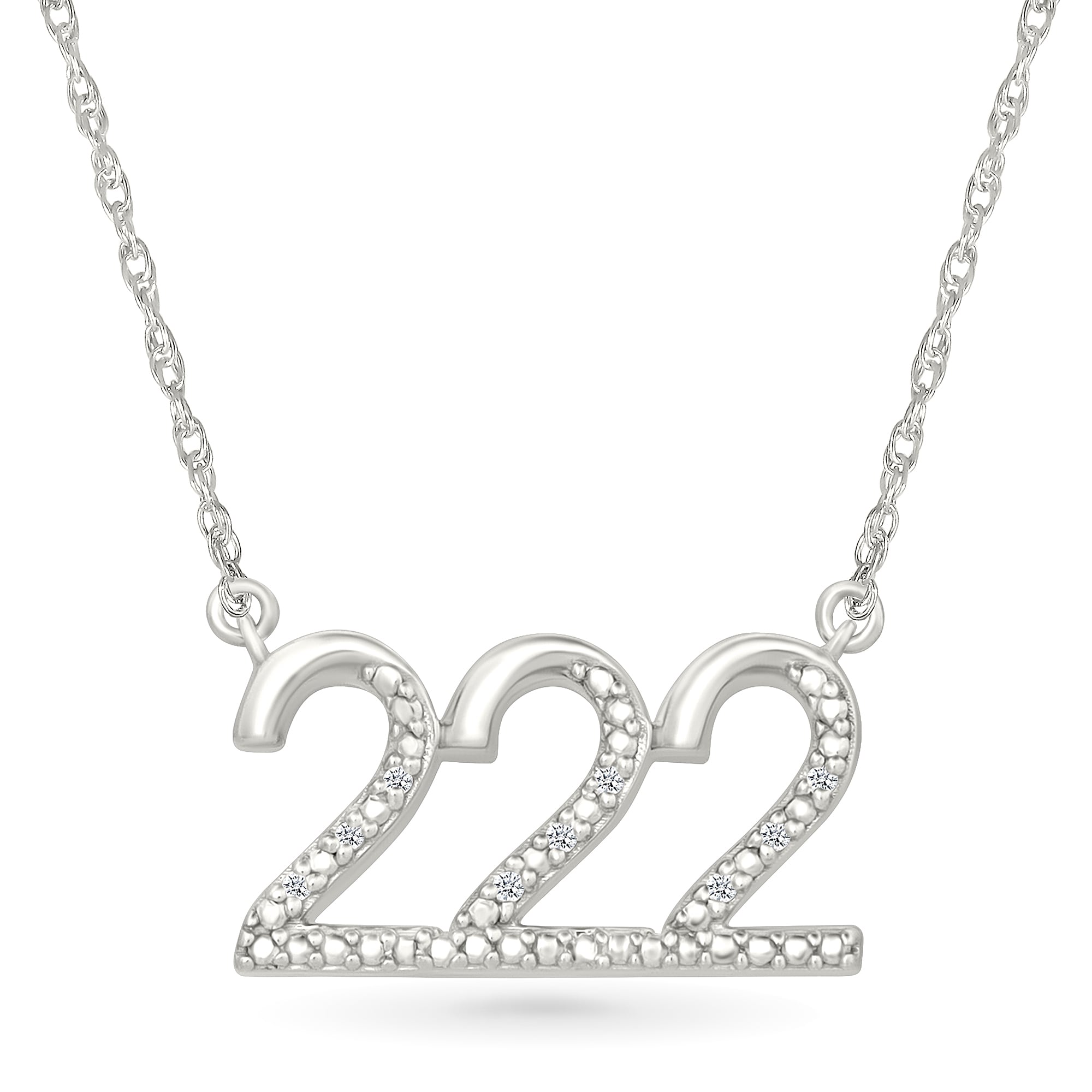 Diamond Accent Lucky Number “222” Necklace in Sterling Silver