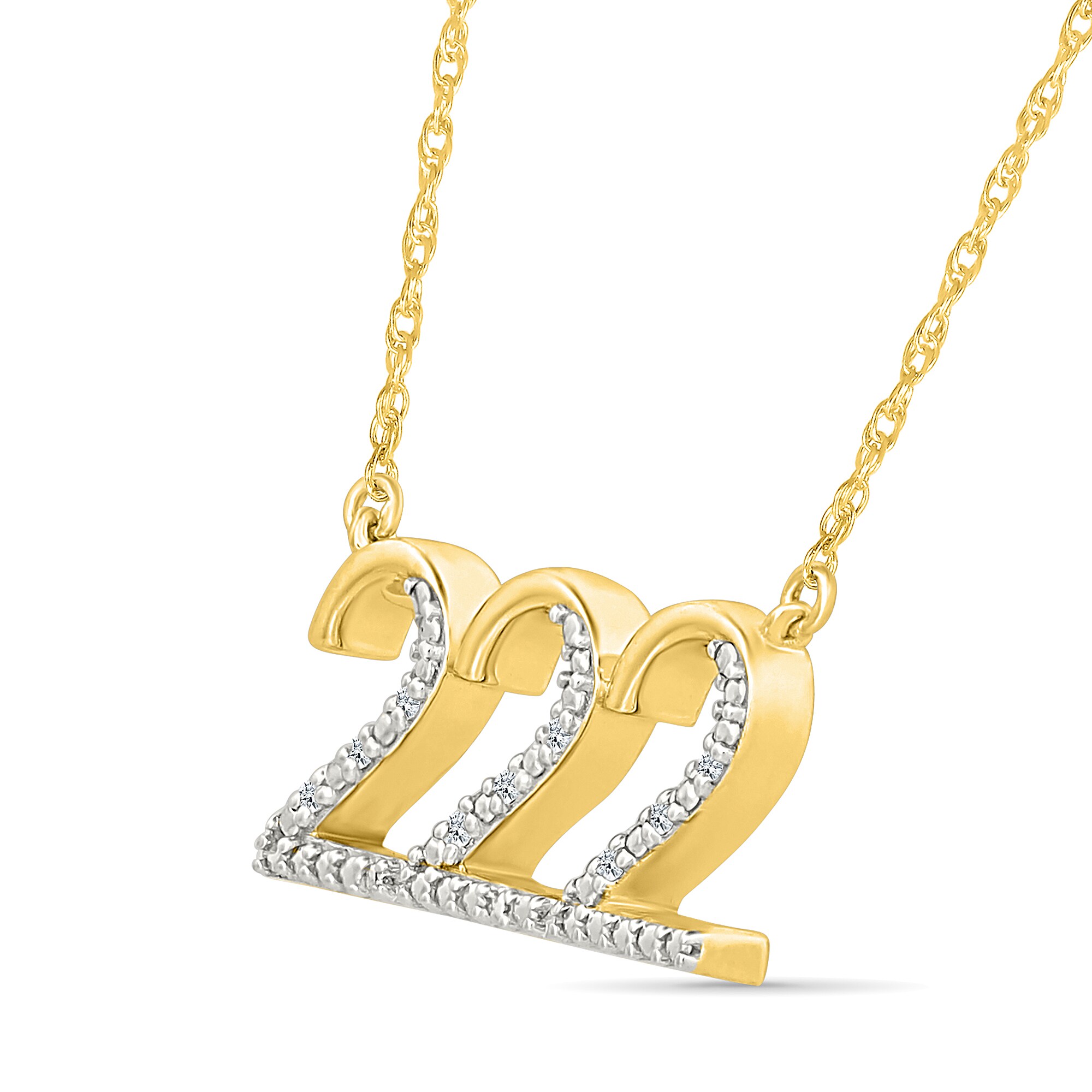 Diamond Accent Lucky Number “222” Necklace in Sterling Silver with