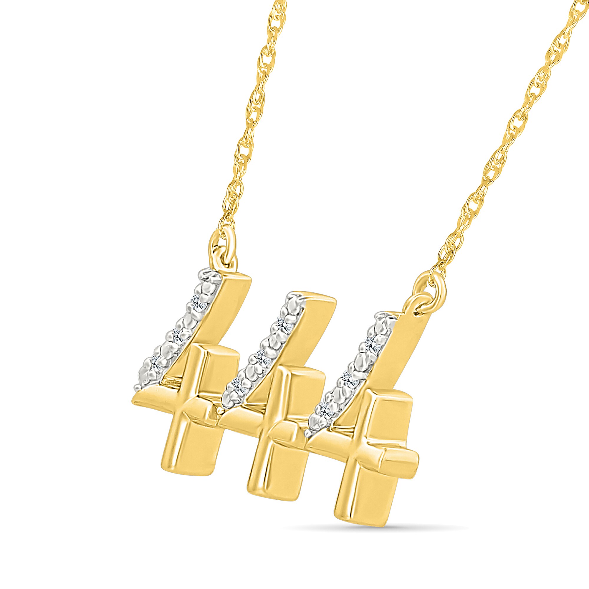 Diamond Accent Lucky Number “444” Necklace in Sterling Silver with