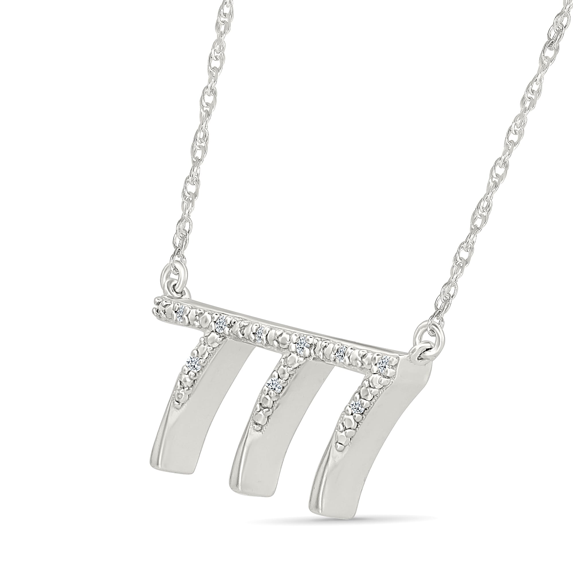 Diamond Accent Lucky Number “777” Necklace in Sterling Silver
