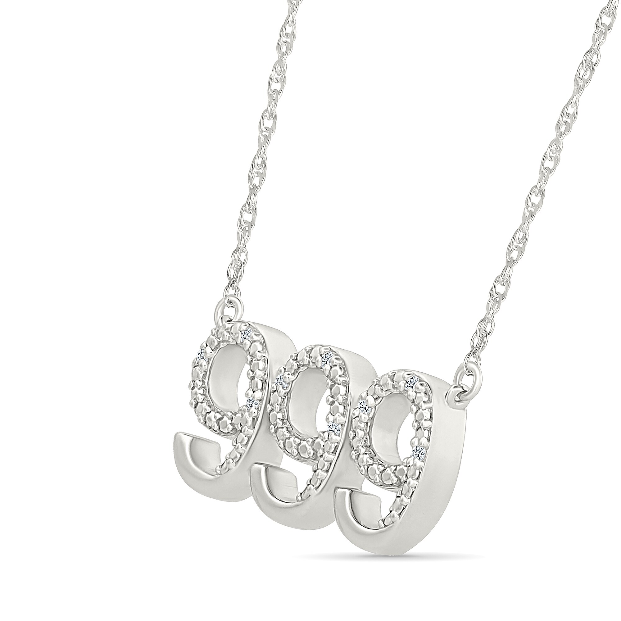 Diamond Accent Lucky Number “999” Necklace in Sterling Silver