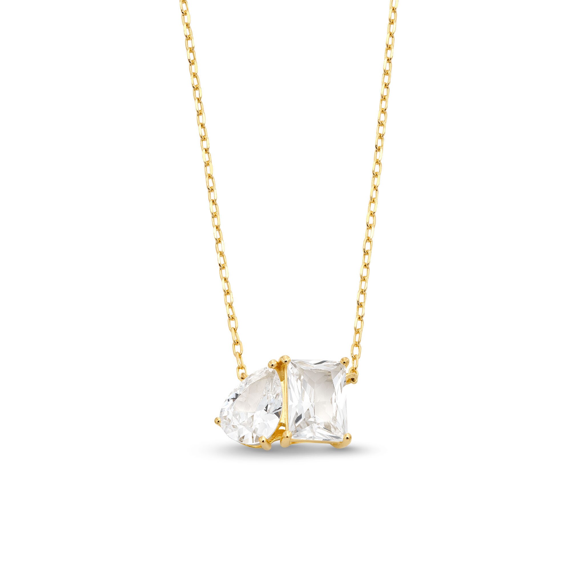 【新品未使用】CRYSTALJEMMY Wrinkle WhiteJewelry Pear-Shaped and Emerald-Cut White Lab-Created Sapphire Toi et Moi