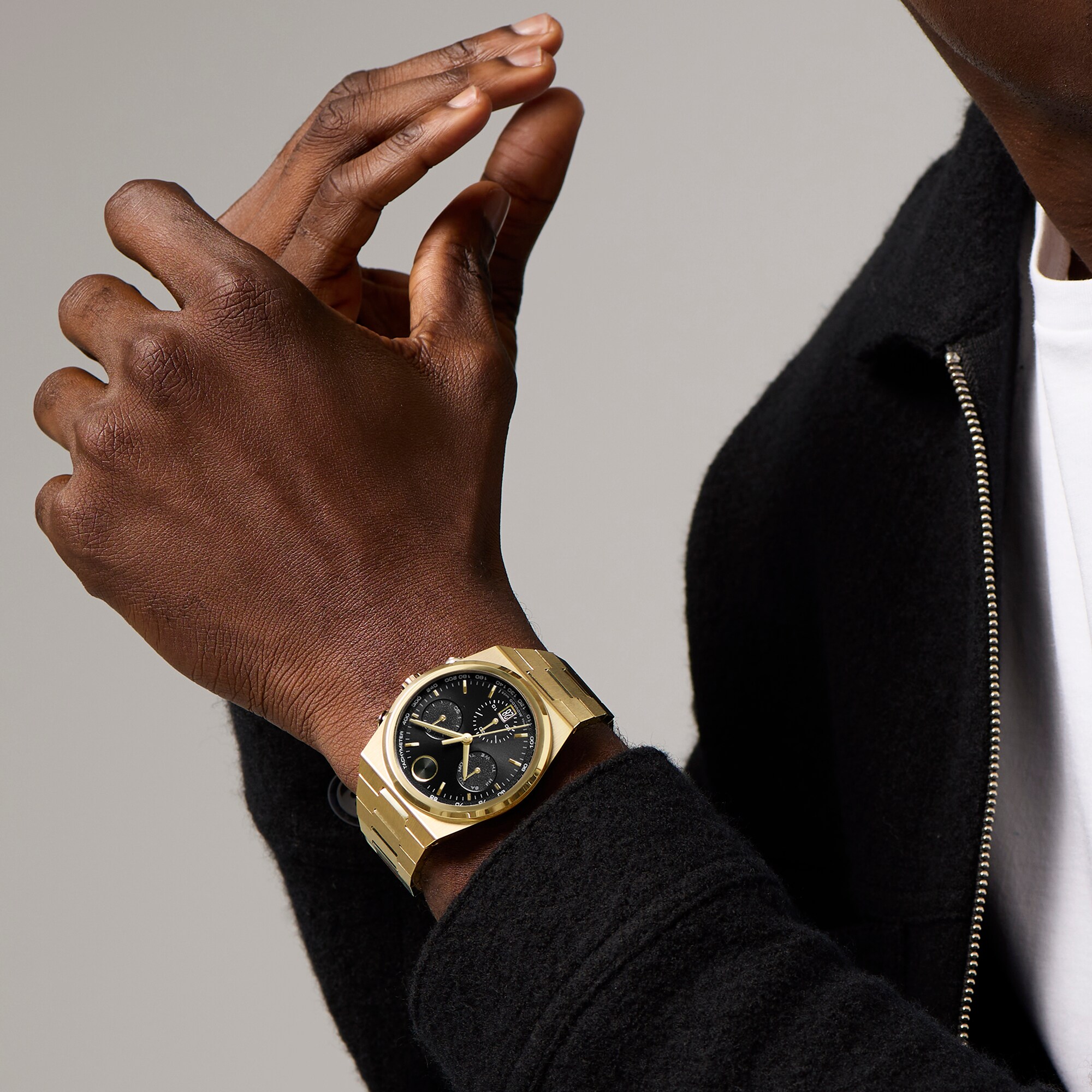 Men's Movado Bold® Quest Gold-Tone IP Chronograph Watch with Black