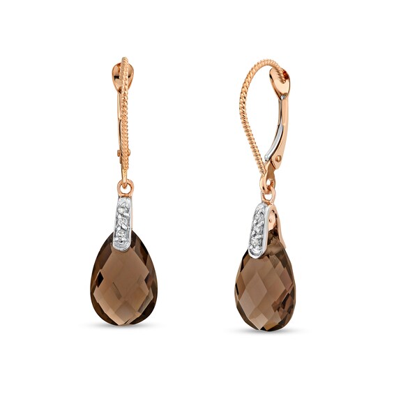 Orecchino Pendente Singolo Petite Drop In Quarzo Fumé – Placcato Oro Rosa 22kt – Gioiello Elegante Con Portagioie Incluso