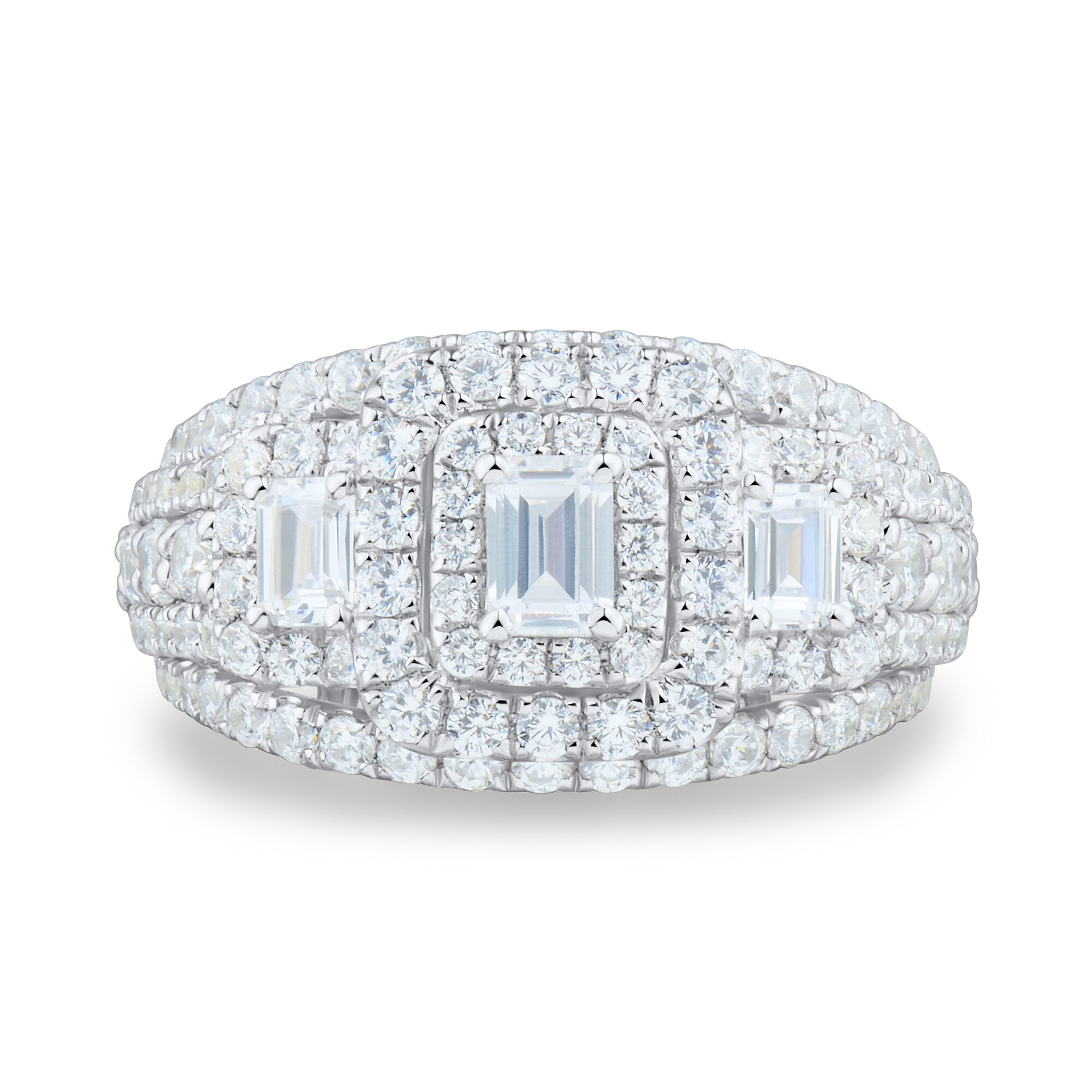 2-1/2 CT. T.W. Emerald-Cut Diamond Past Present Future® Double