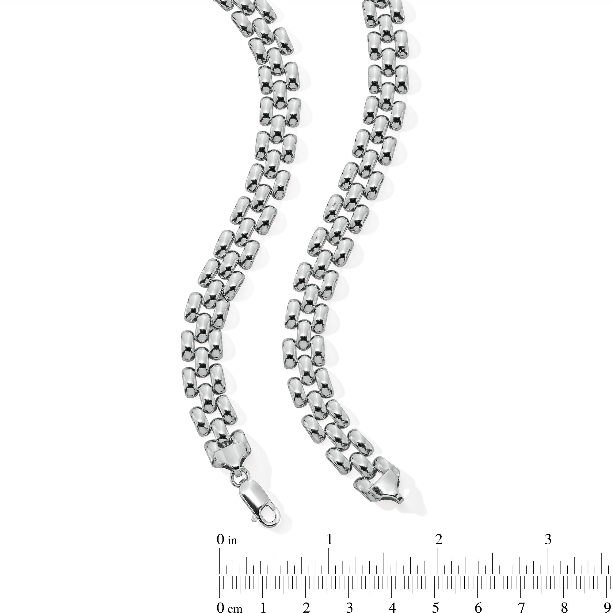 10.0mm Panther Triple Row Link Chain Necklace in Hollow Sterling