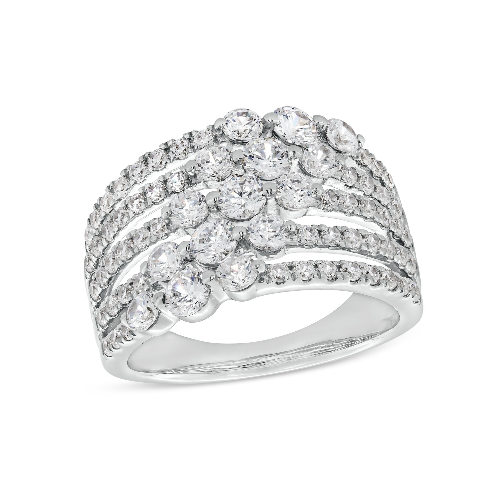 2 CT. T.W. Lab-Grown Diamond Graduated Trio Multi-Row Ring in 14K