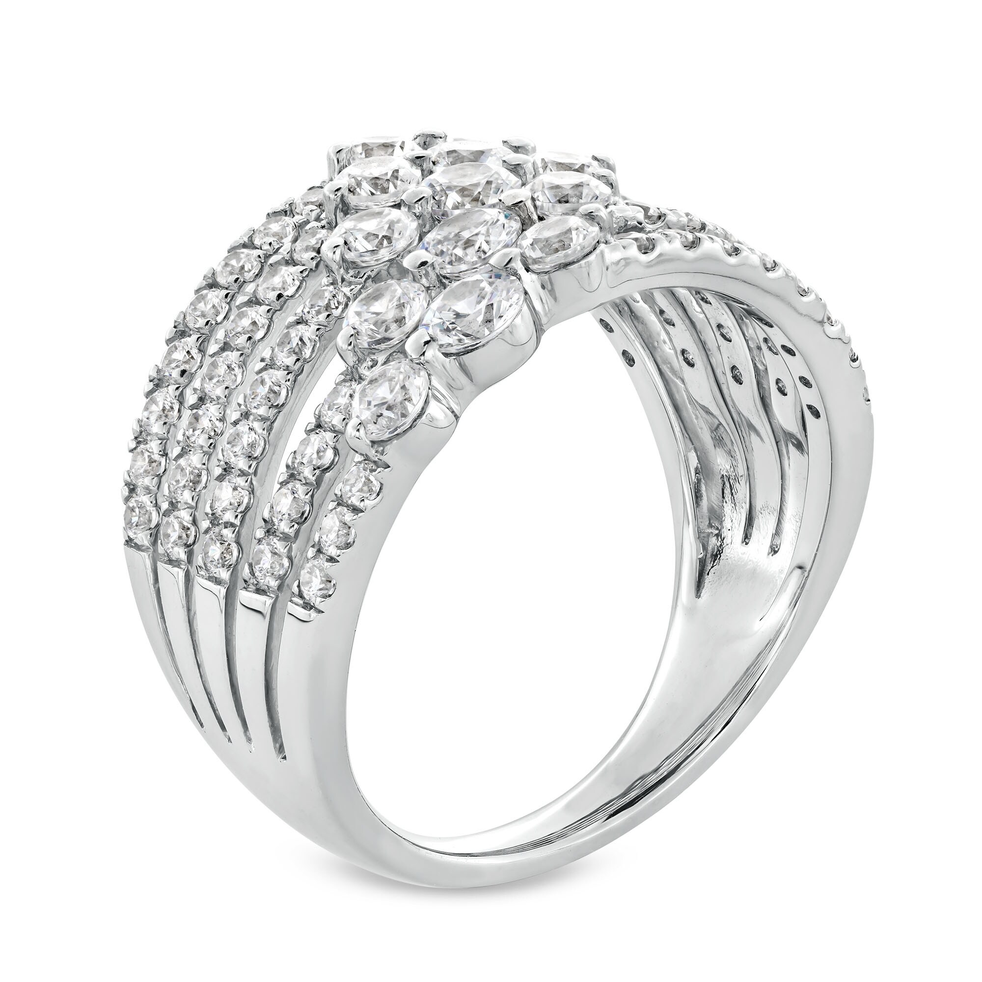 しじ 2 CT. T.W. Lab-Grown Diamond Graduated Trio Multi-Row Ring in 14K