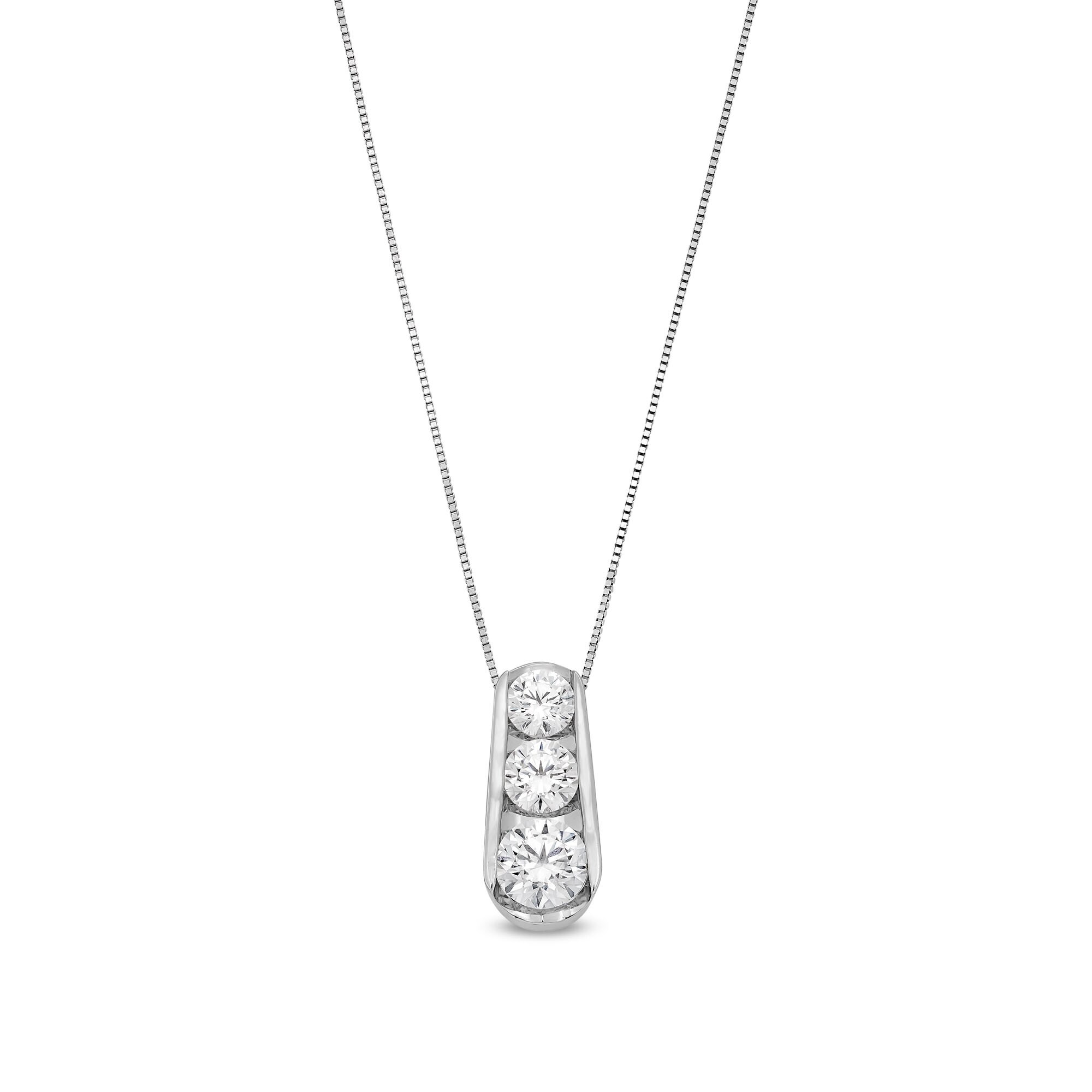 2 CT. T.W. Lab-Grown Diamond Graduated Three Stone Drop Pendant in