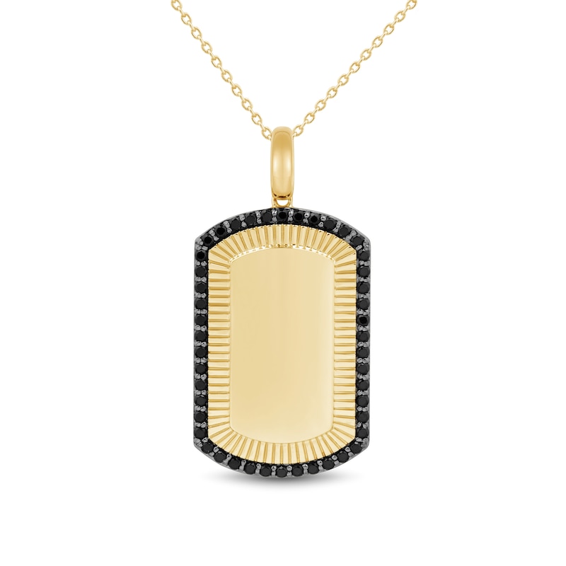 Onyx Frame Dog Tag Necklace Charm in 10K Gold Peoples Jewellers