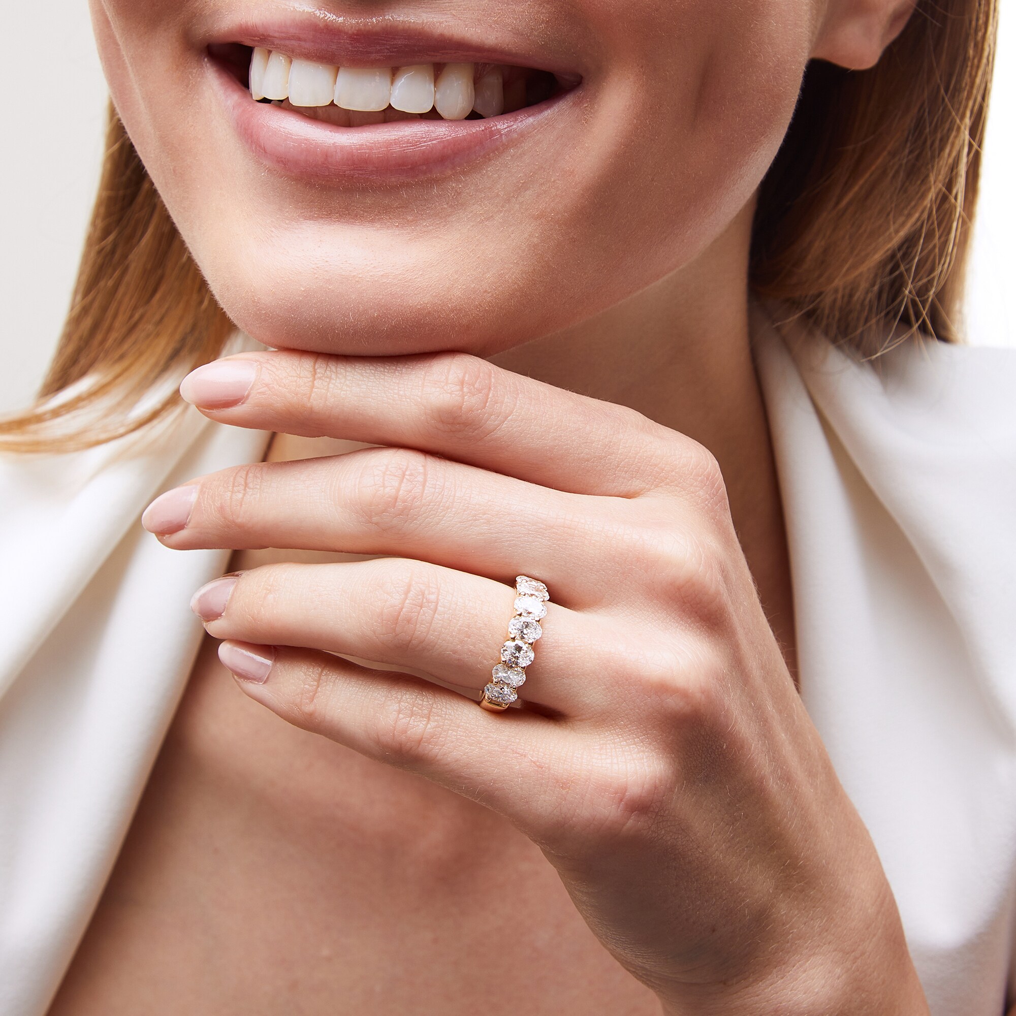 2 CT. T.W. Oval Lab-Grown Diamond Seven Stone Anniversary Band in