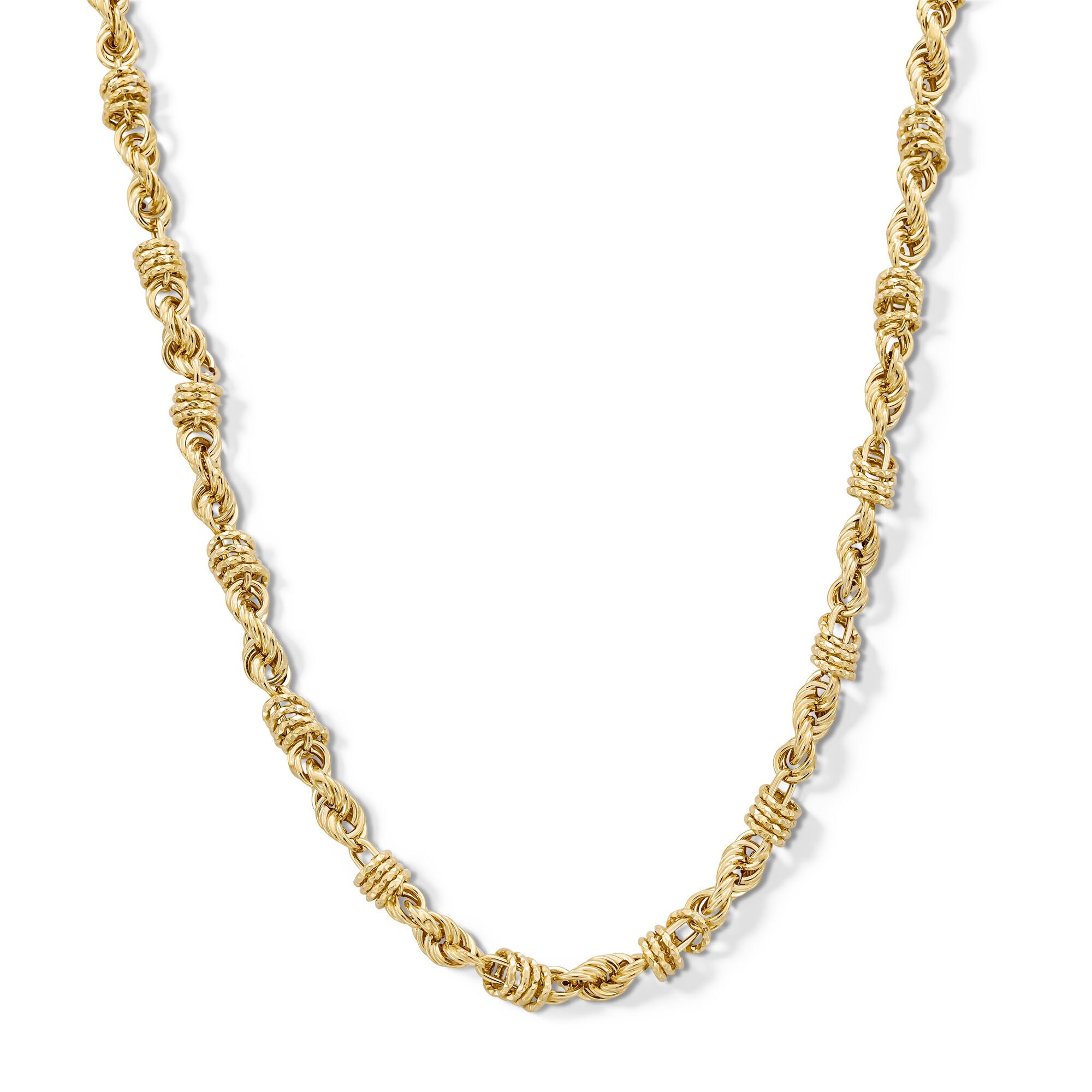 6.4mm Rolling Byzantine Chain Necklace in Hollow 10K Gold
