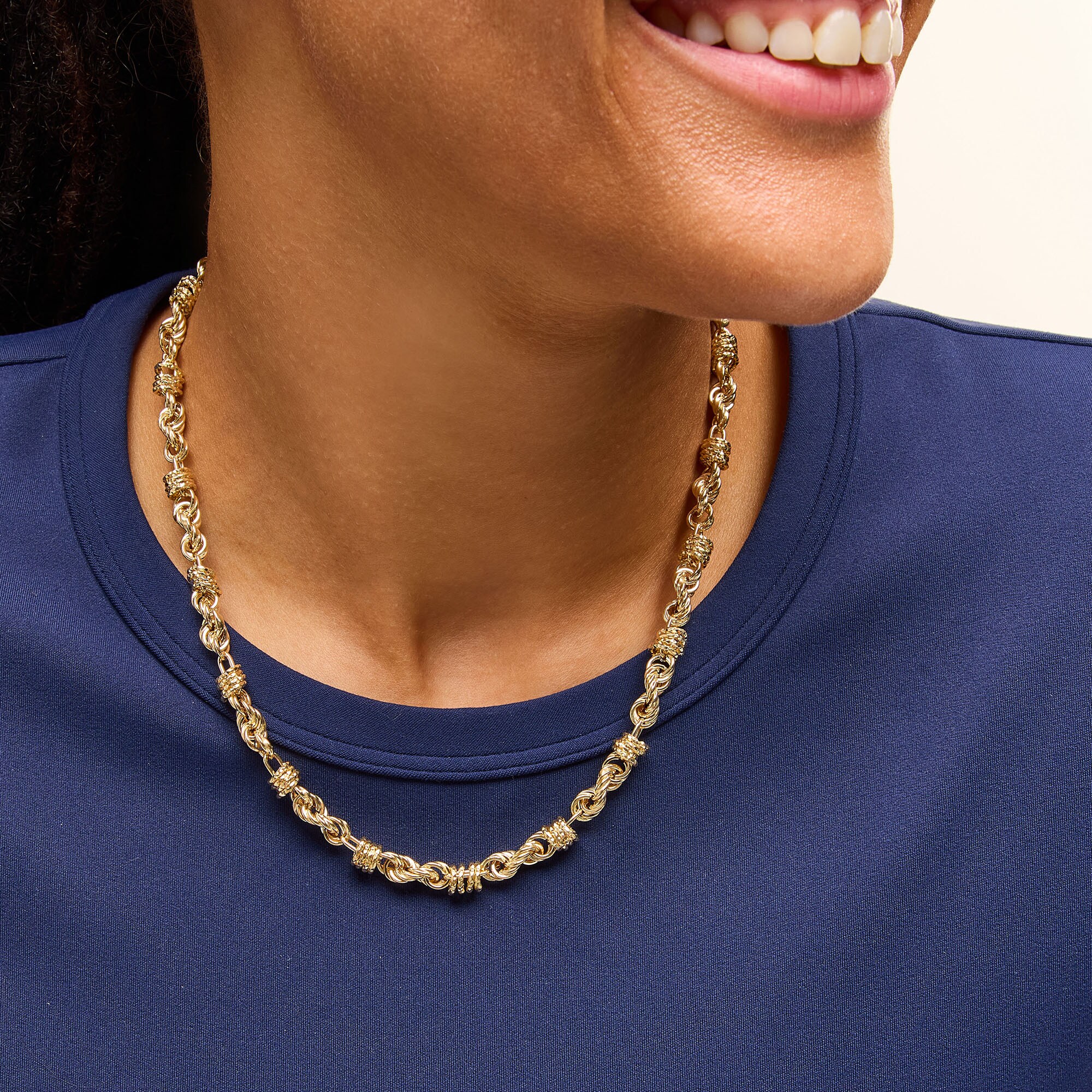 6.4mm Rolling Byzantine Chain Necklace in Hollow 10K Gold