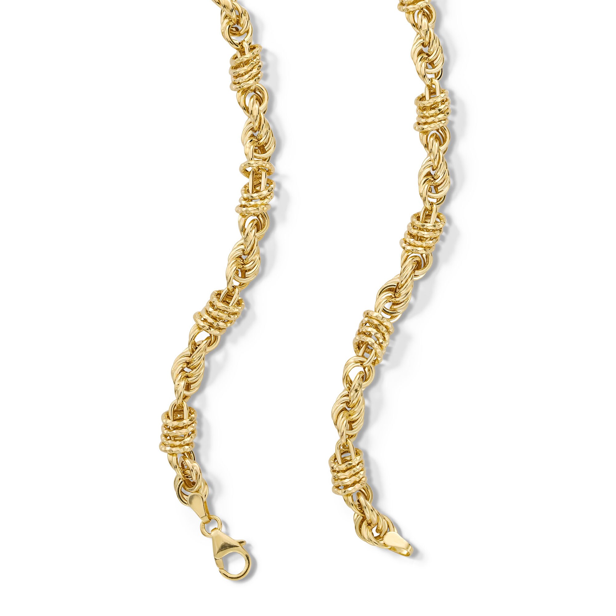 6.4mm Rolling Byzantine Chain Necklace in Hollow 10K Gold