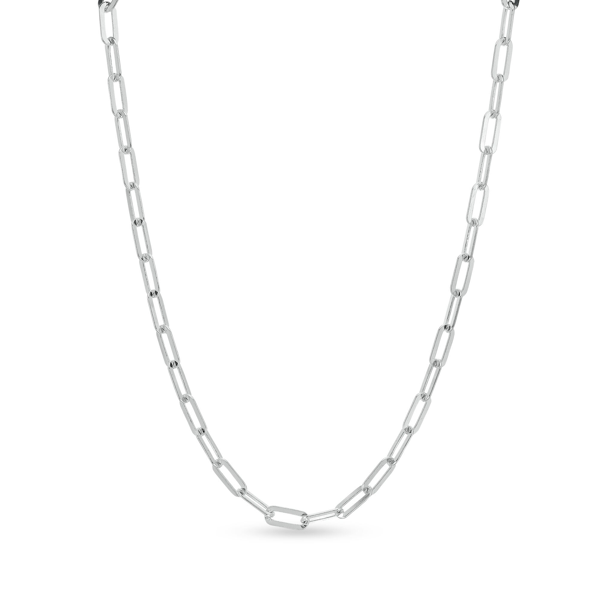 3.9mm Paper Clip Chain Necklace in Solid Sterling Silver - 18
