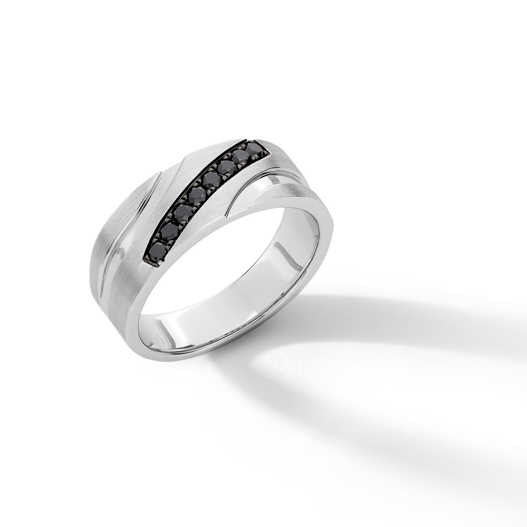 1/3 CT. T.W. Black Diamond Slant Groove Anniversary Band in