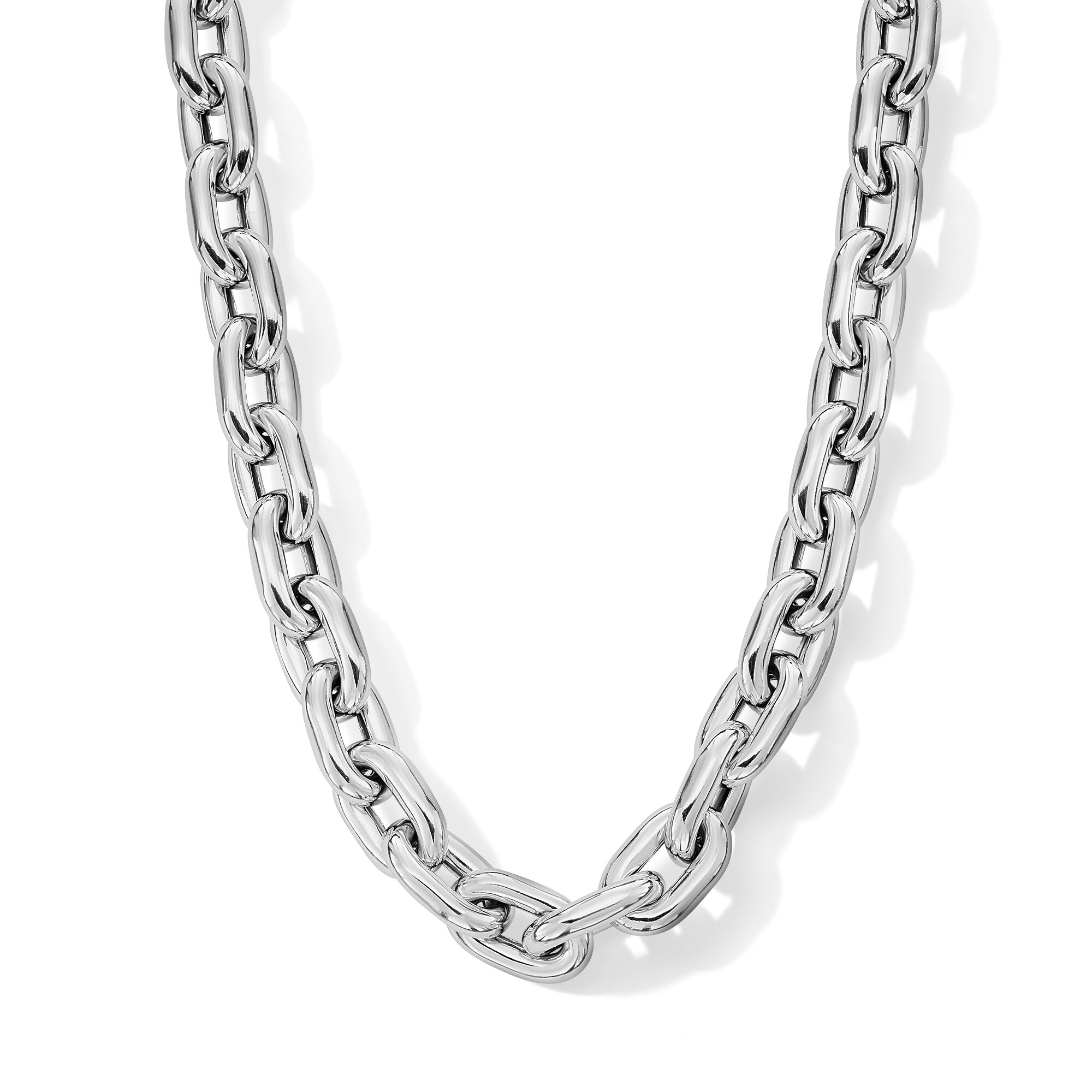 10.5mm Oval Rolo Chain Necklace in Hollow Sterling Silver - 20.5