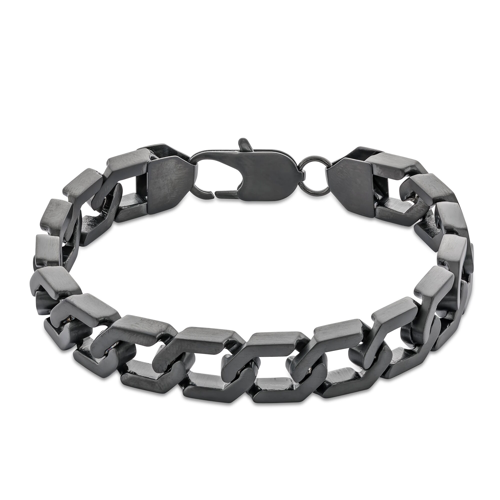 12.0mm Hexagon Link Bracelet in Solid Stainless Steel with Matte