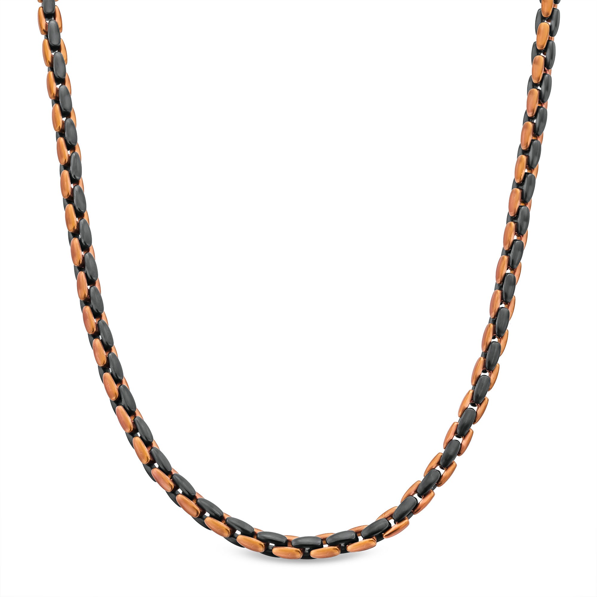 6.4mm H-Link Necklace in Solid Stainless Steel with Black and