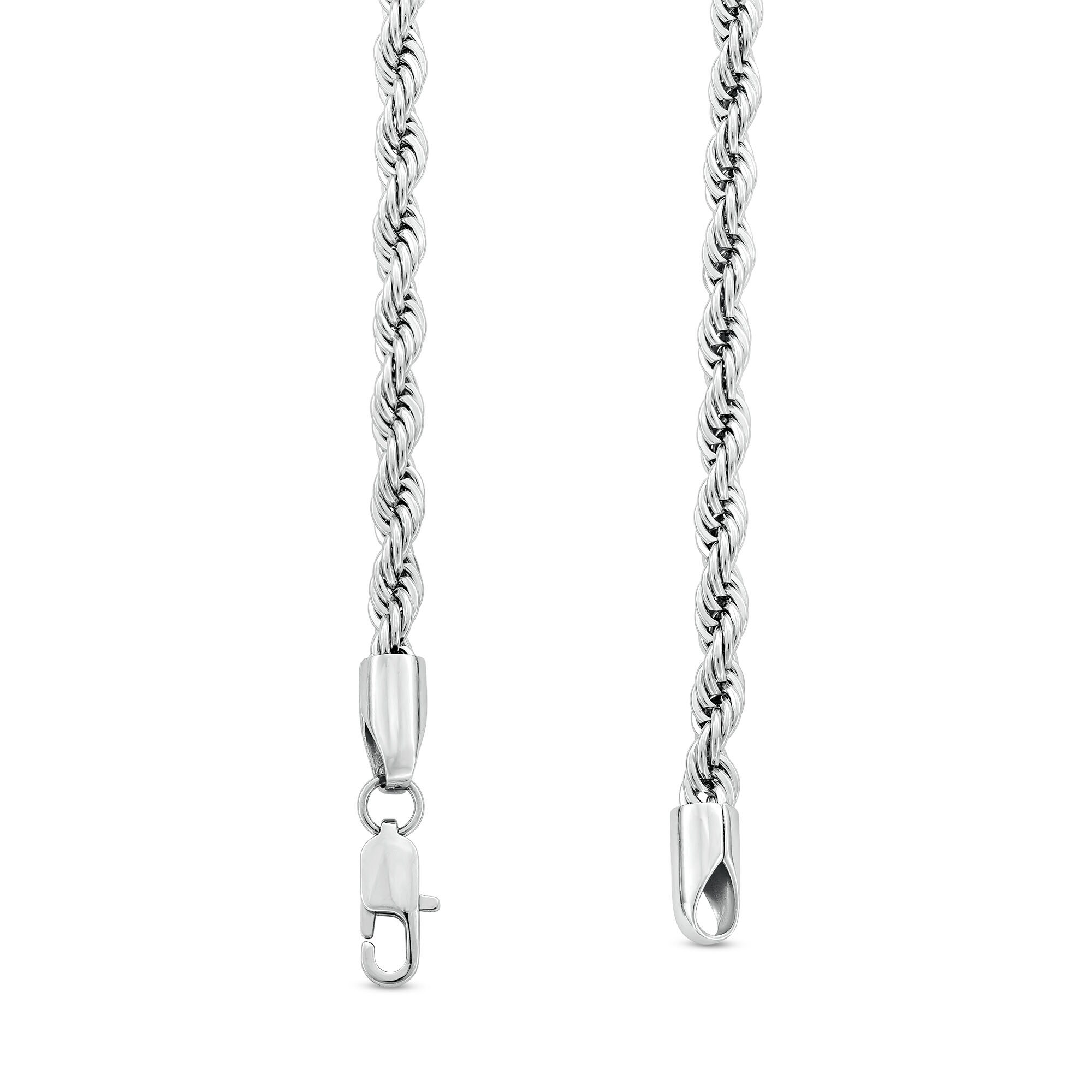 5.0mm Rope Chain Necklace in Solid Stainless Steel - 24&quot