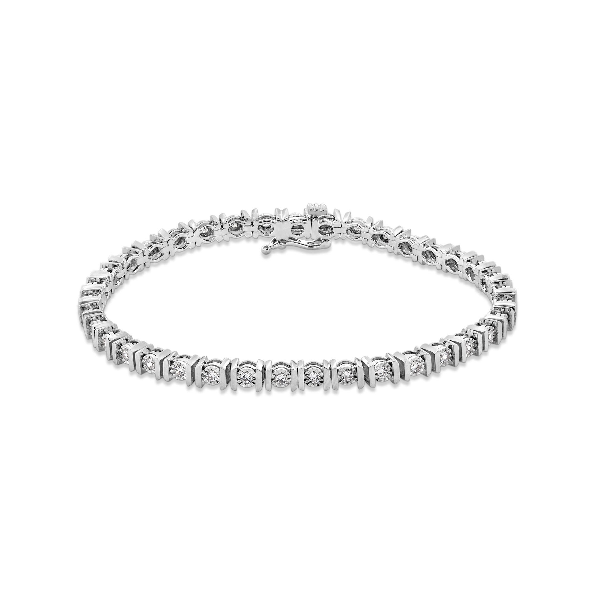 1 CT. T.W. Diamond Miracle Double Bar Tennis Bracelet in Sterling