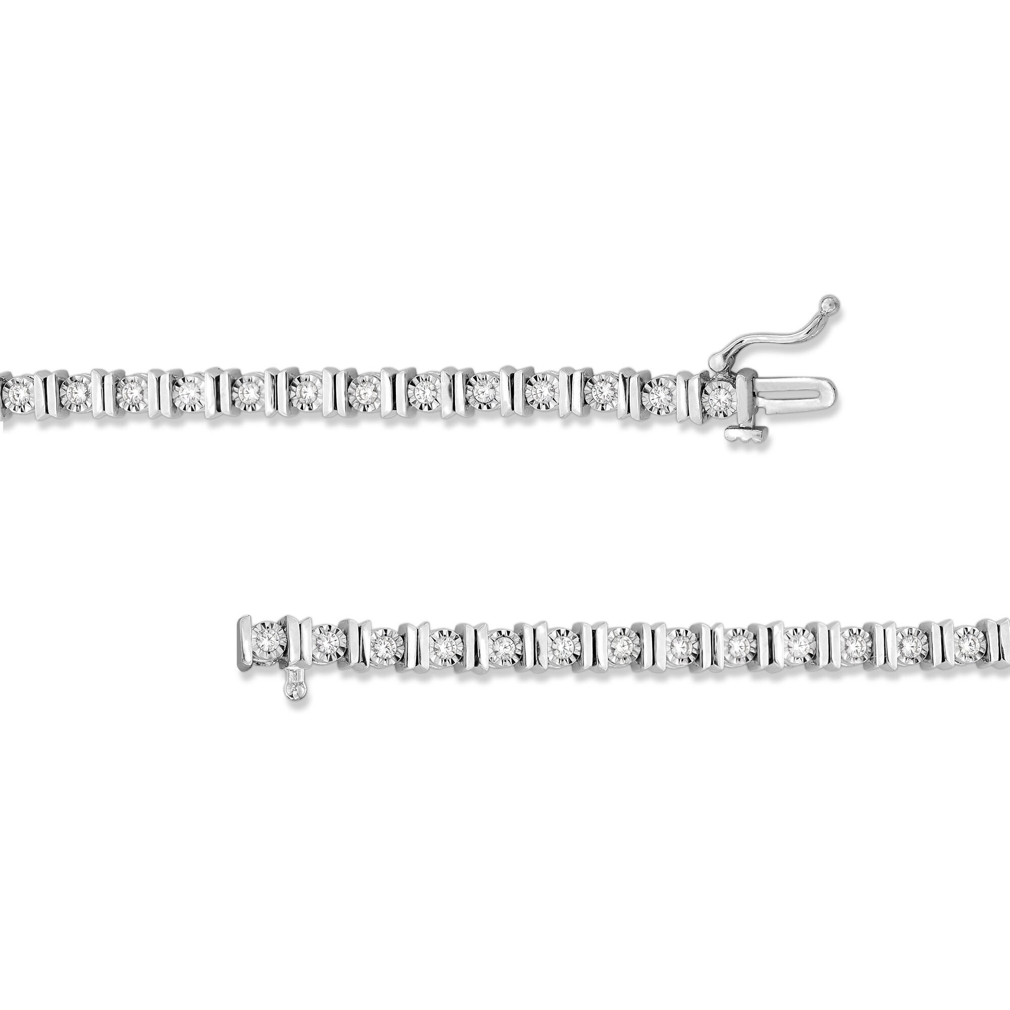1 CT. T.W. Diamond Miracle Double Bar Tennis Bracelet in Sterling