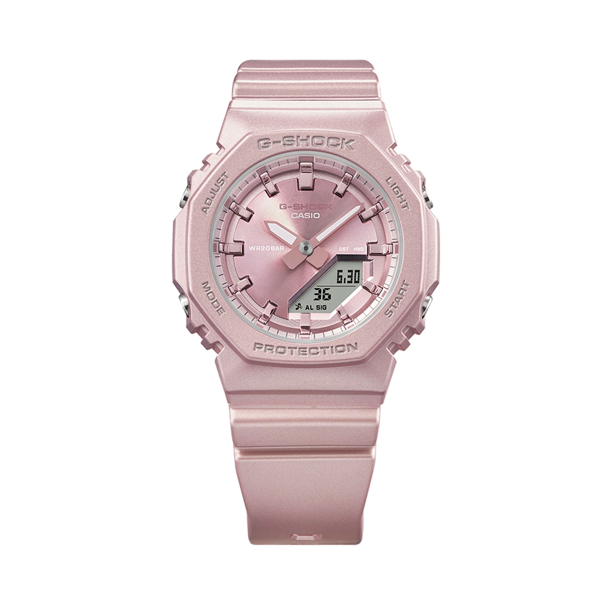 Ladies' Casio G-Shock Analog Digital Pink Resin Strap Watch with