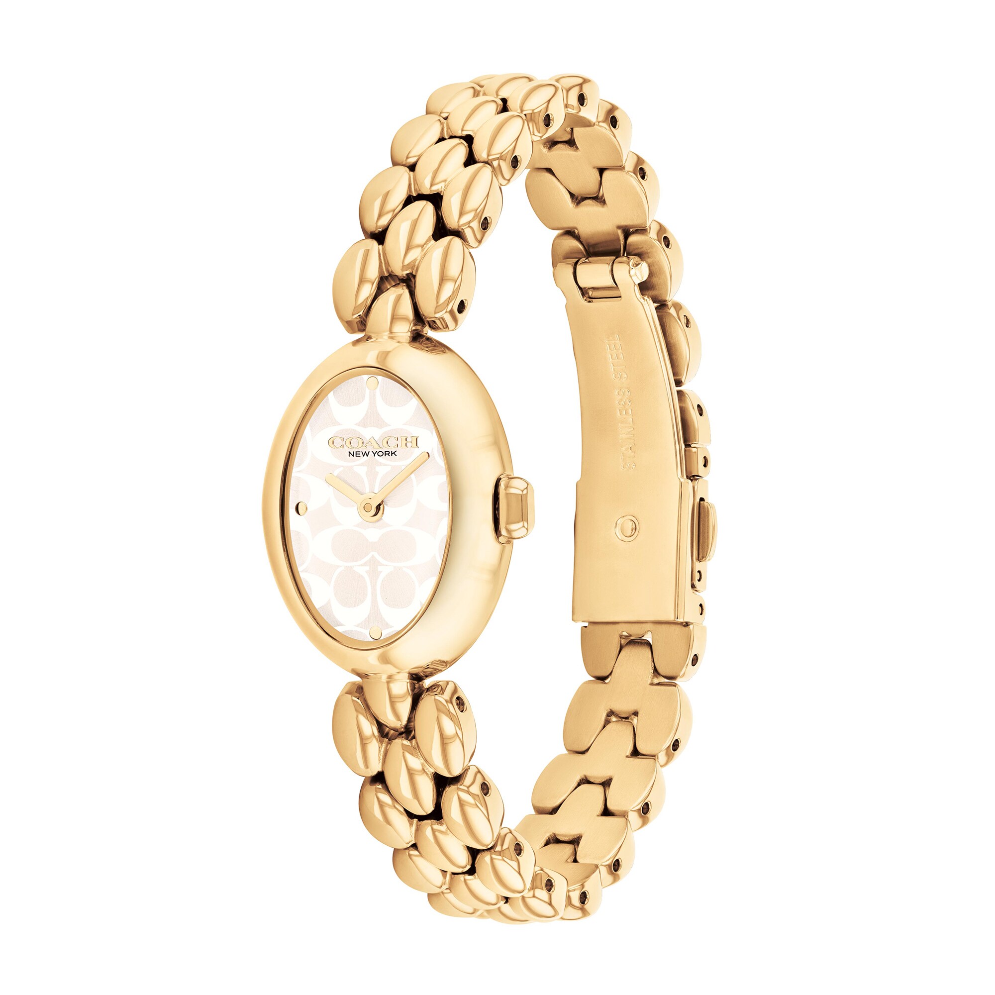 Ladies' Coach Sammy Gold-Tone IP Watch with Oval White Dial (Model