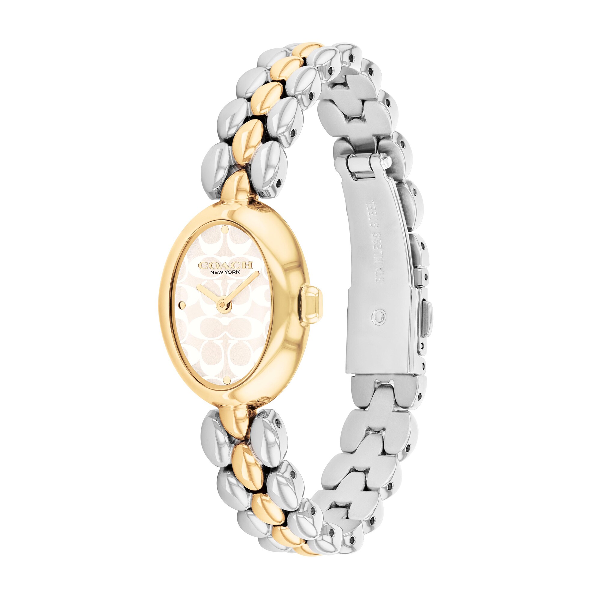 Ladies' Coach Sammy Two-Tone IP Watch with Oval White Dial (Model
